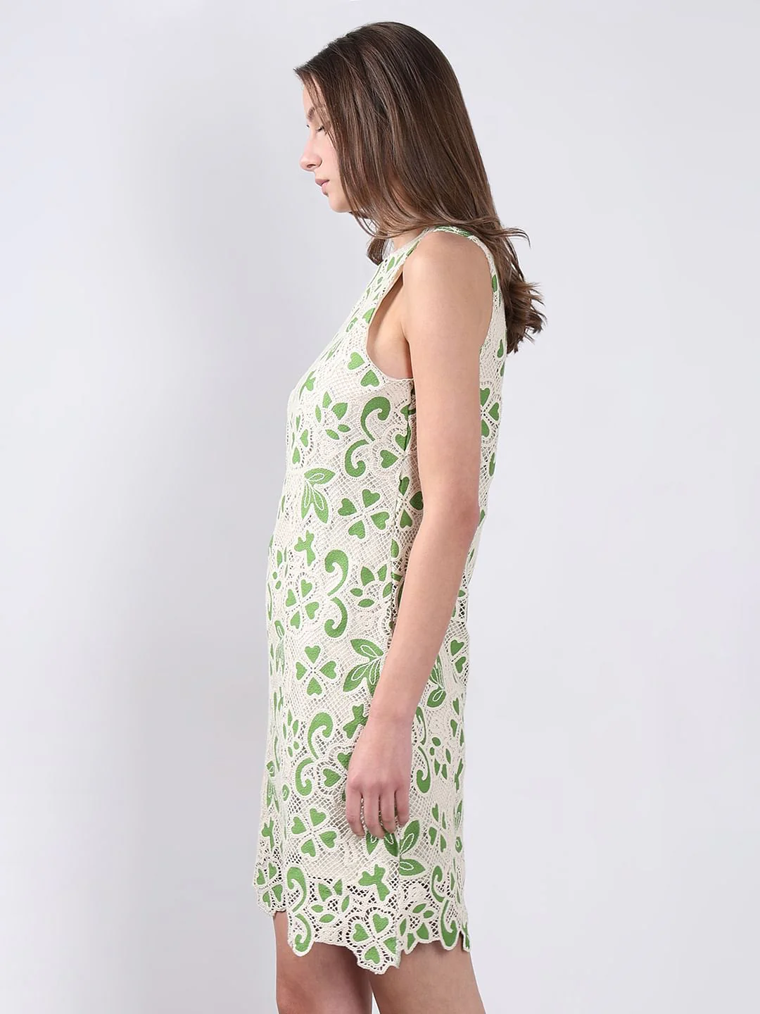 Green Embroidered Mini Dress - Image 3
