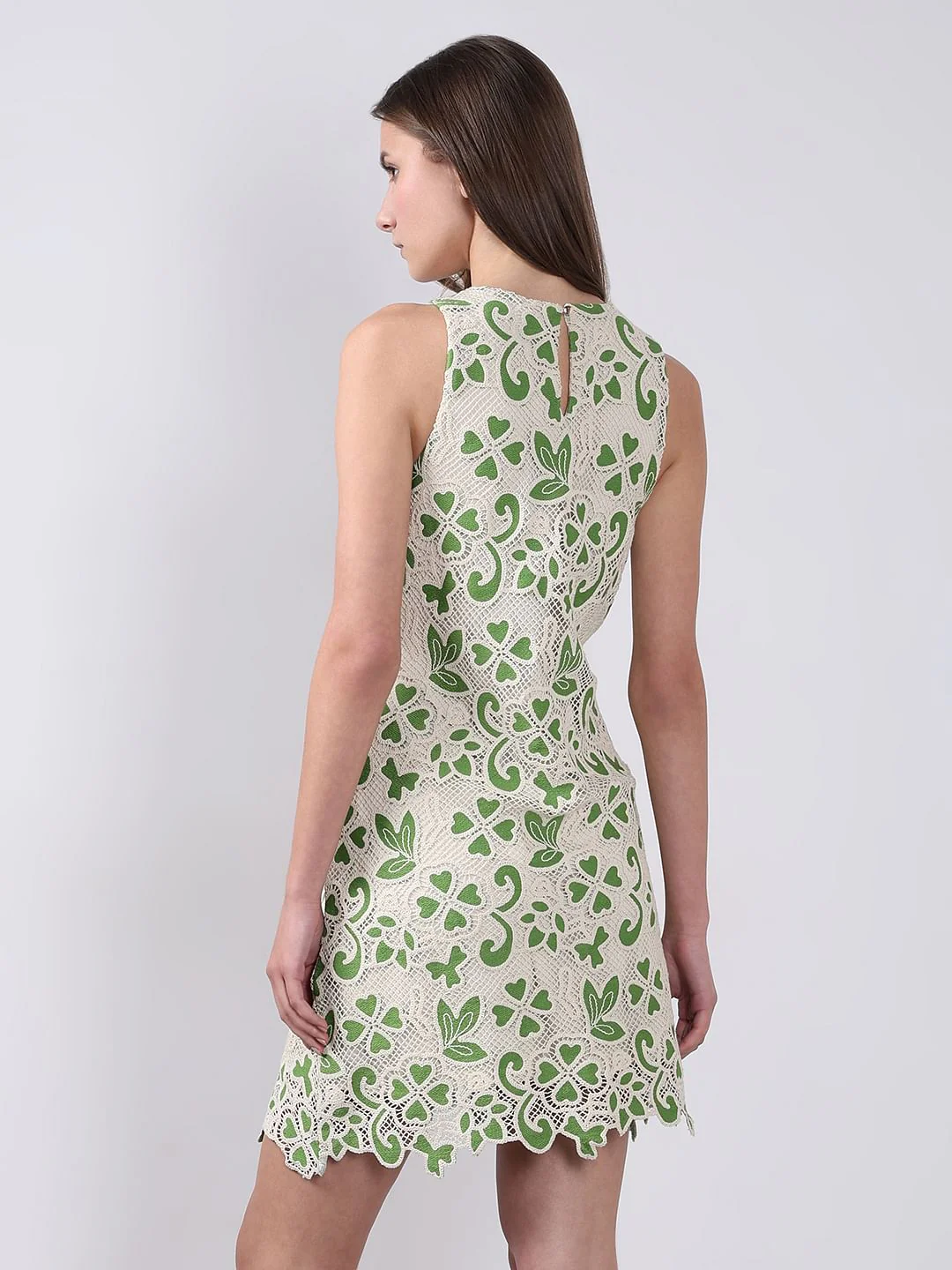 Green Embroidered Mini Dress - Image 4
