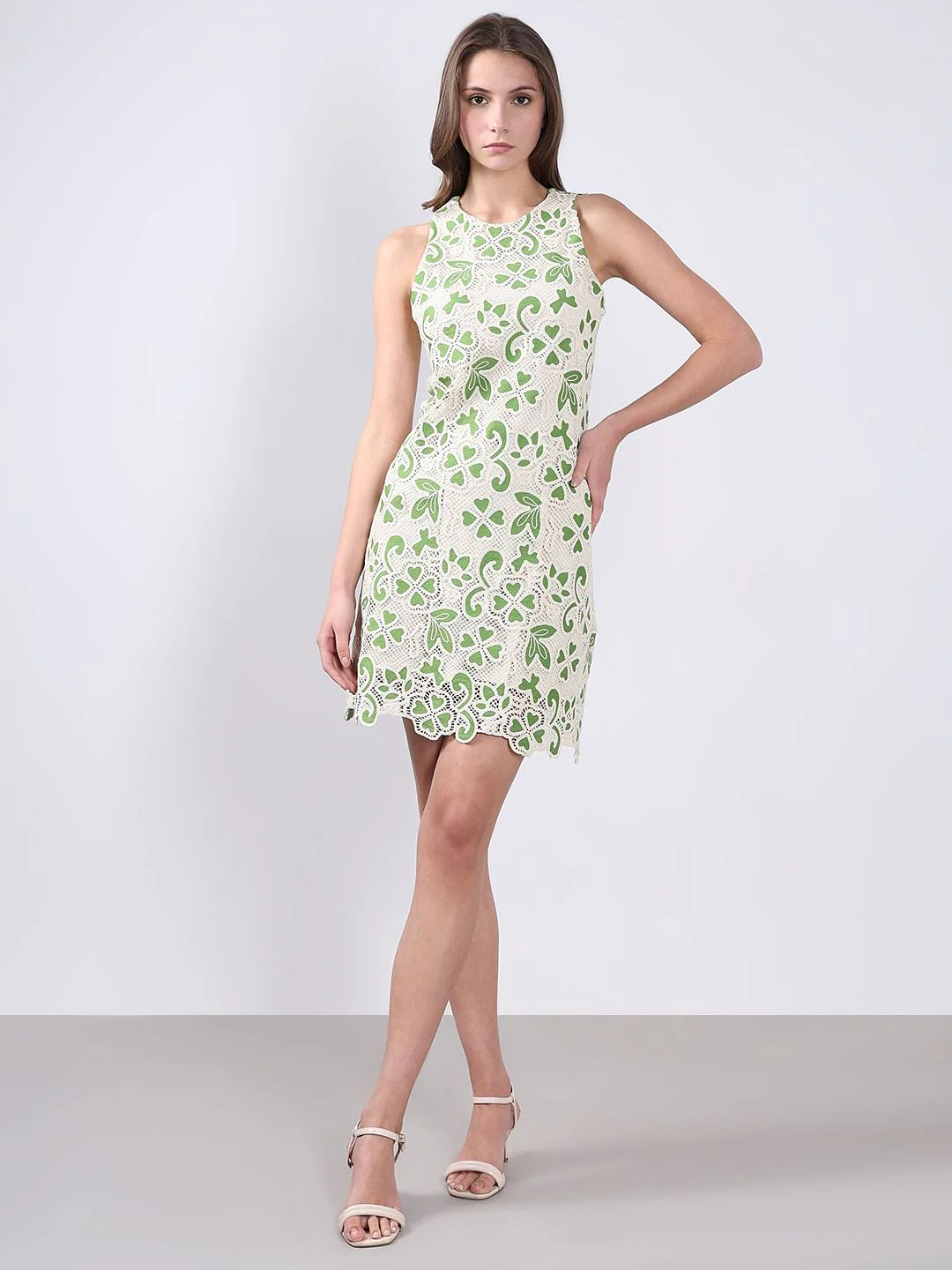 Green Embroidered Mini Dress - Image 5