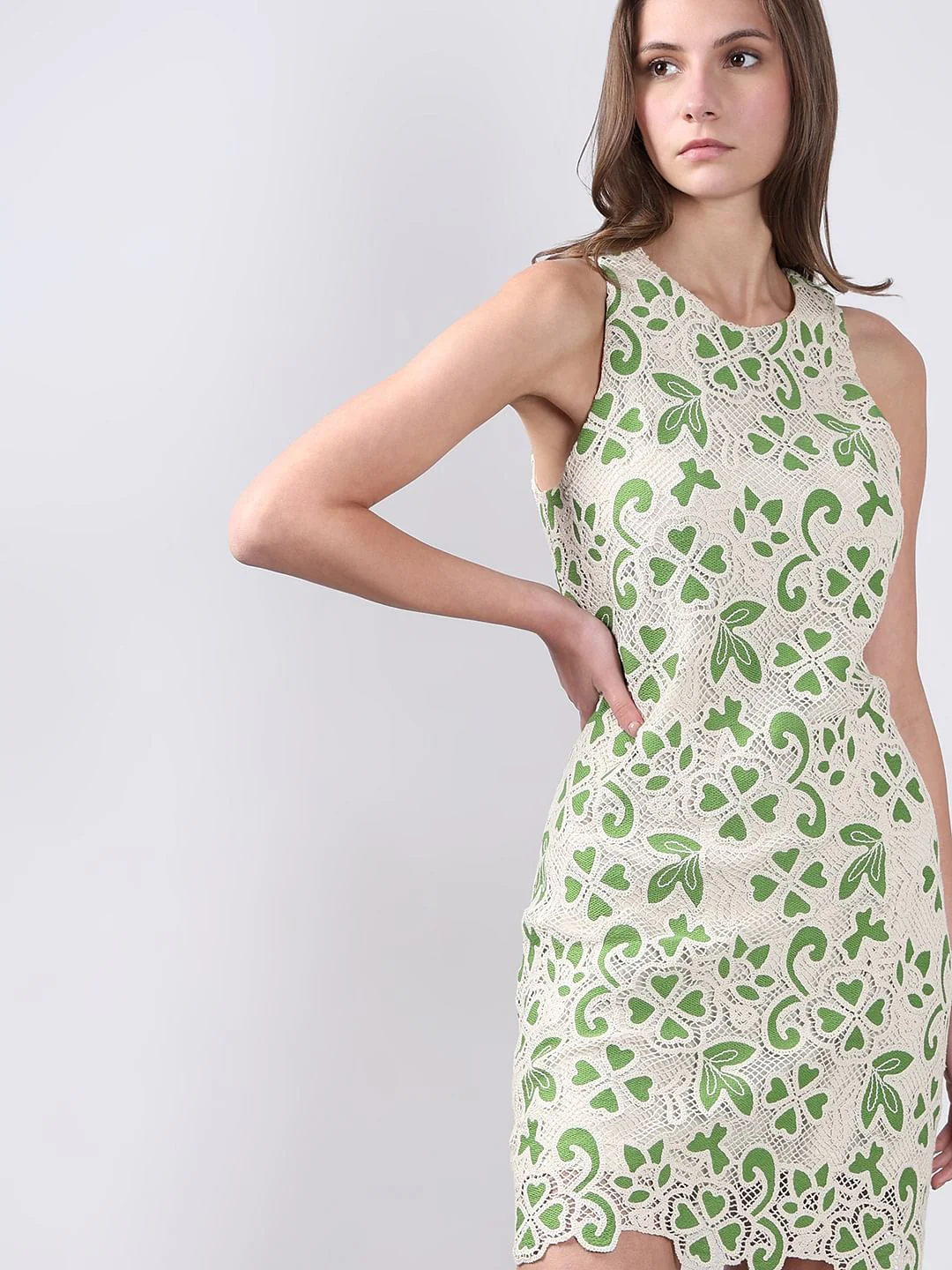 Green Embroidered Mini Dress - Image 6