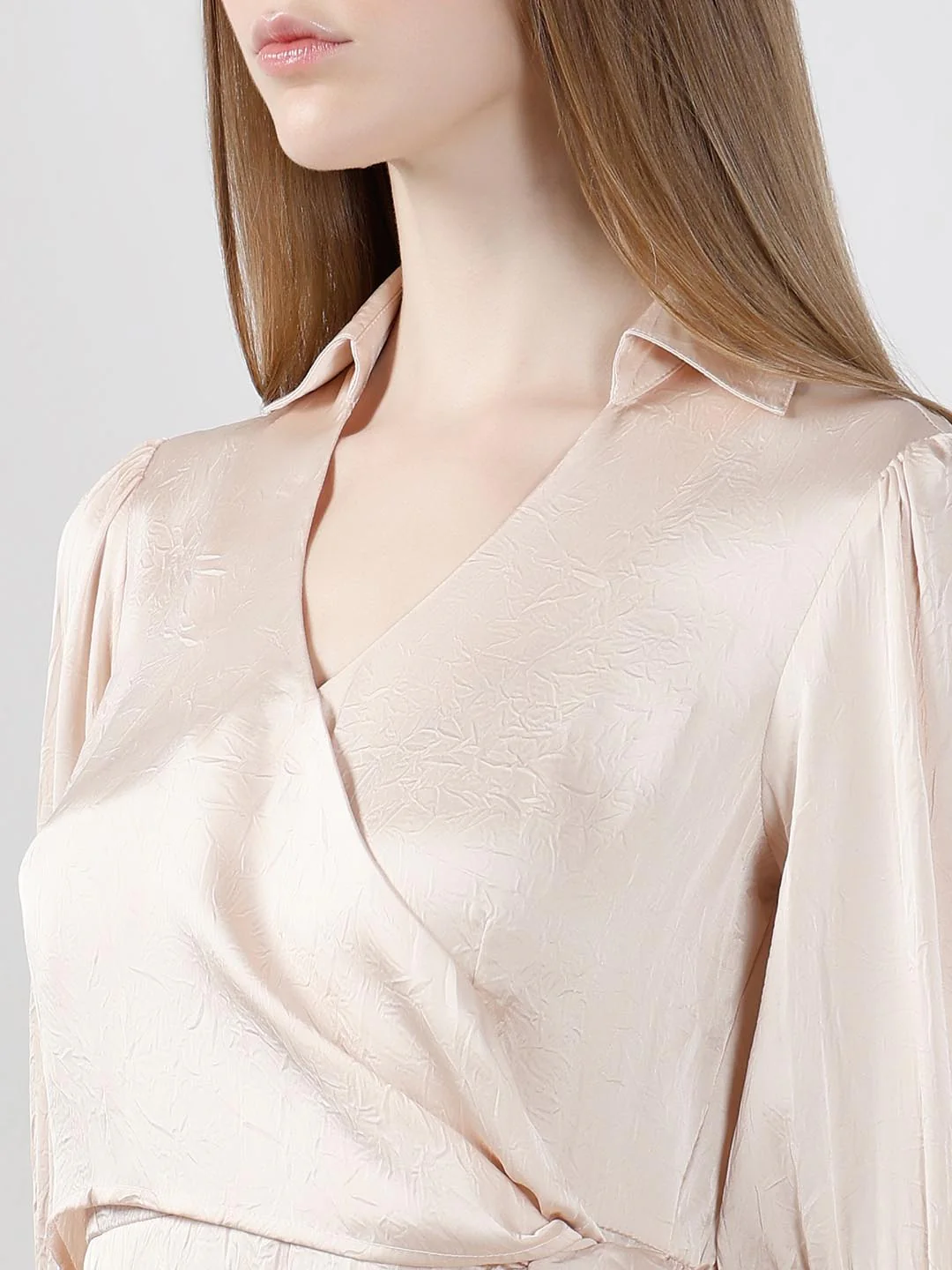 Vero Moda off-White Wrap Satin Dress - Image 8