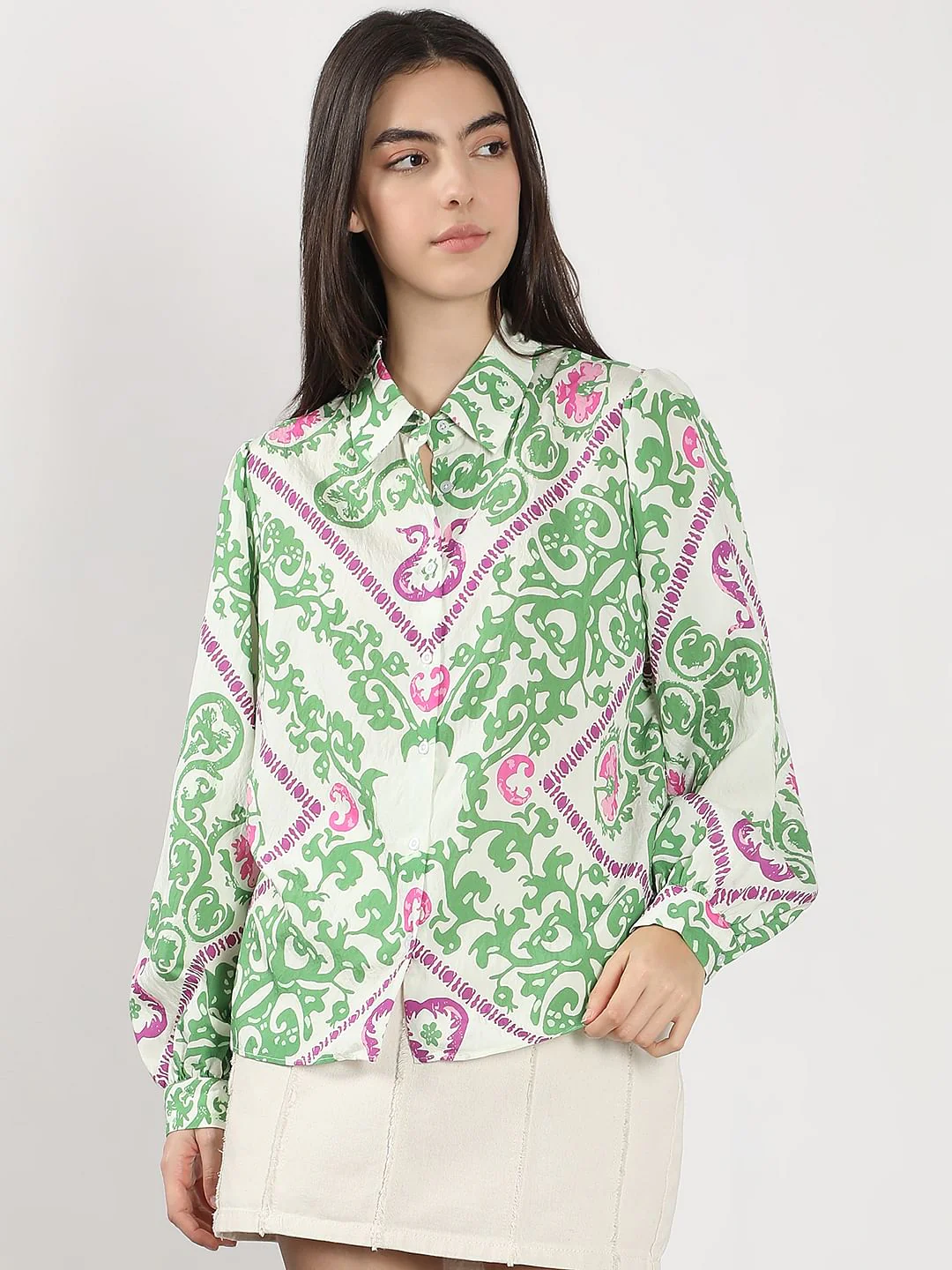 Green Printed Shirt - Image 2