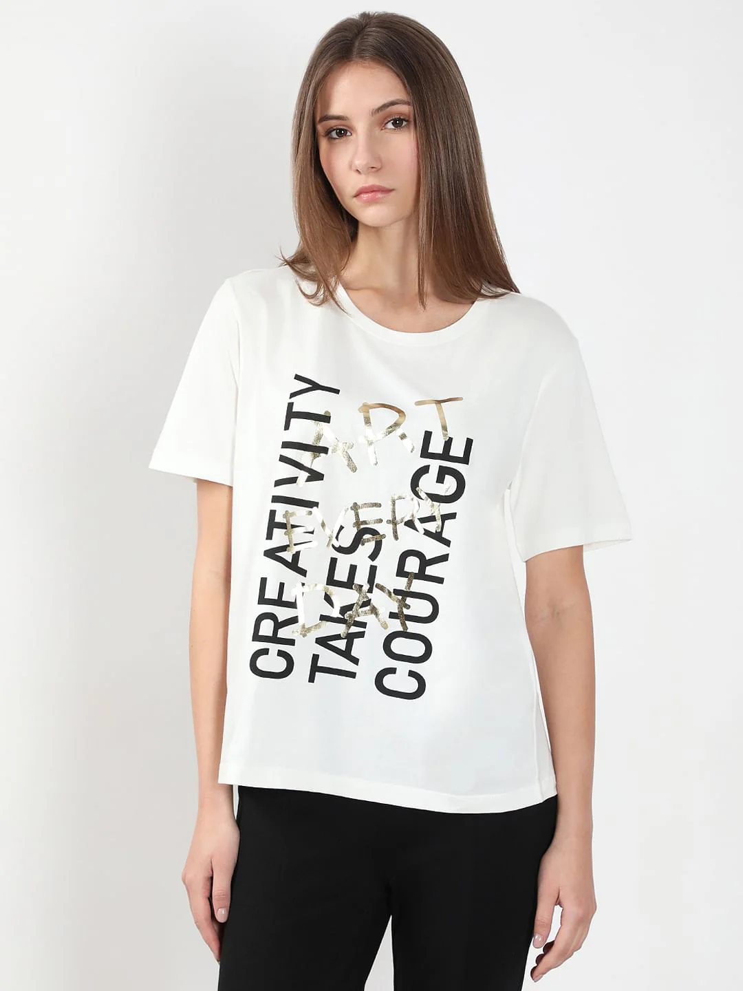 White Printed Cotton T-Shirt - Image 2