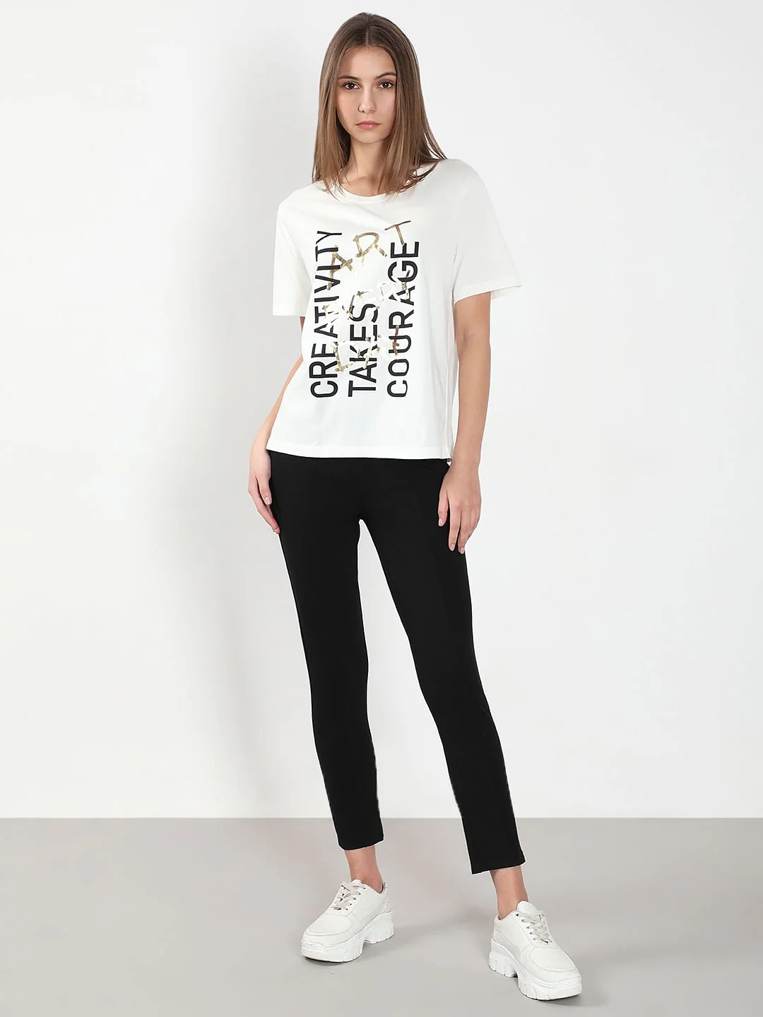 White Printed Cotton T-Shirt - Image 5