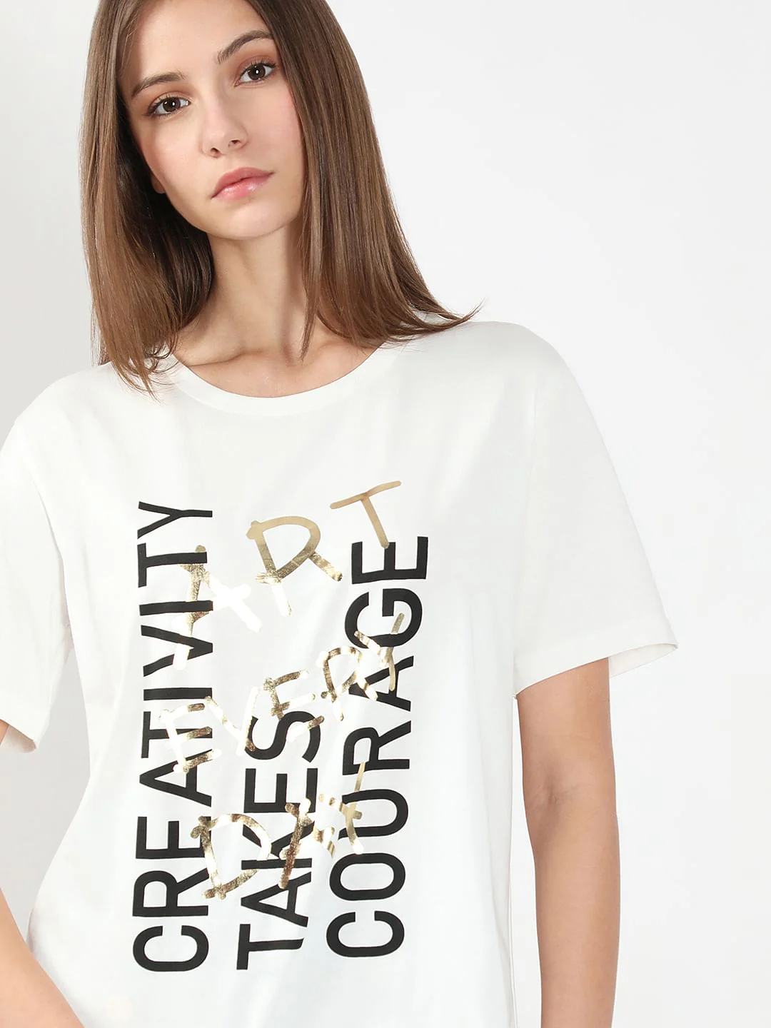 White Printed Cotton T-Shirt - Image 6
