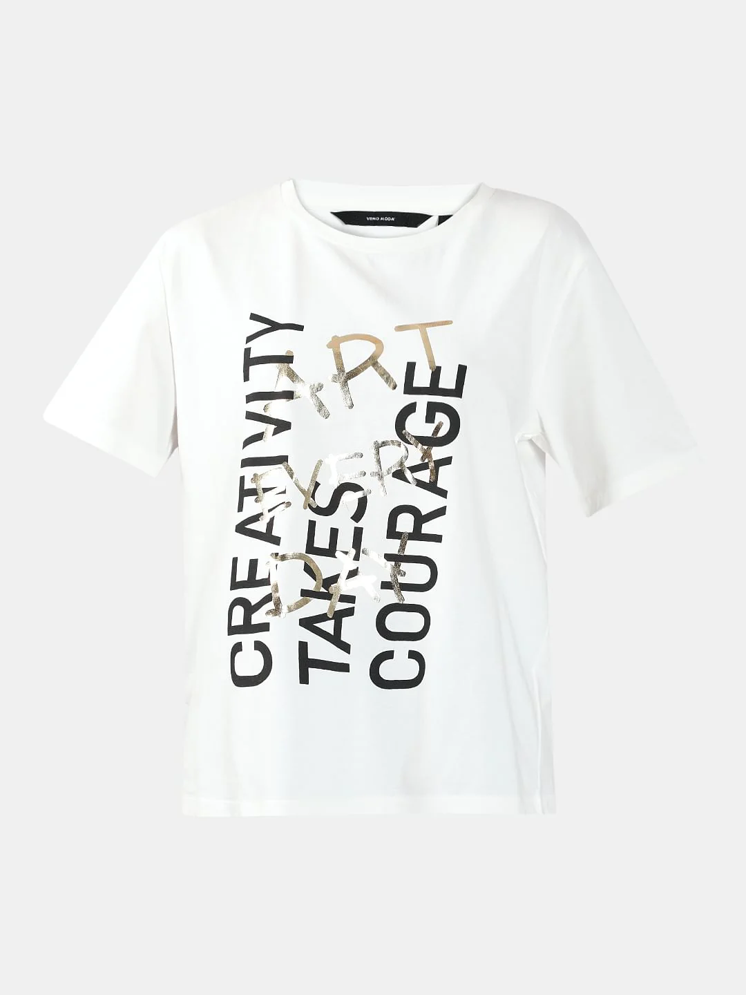 White Printed Cotton T-Shirt - Image 7