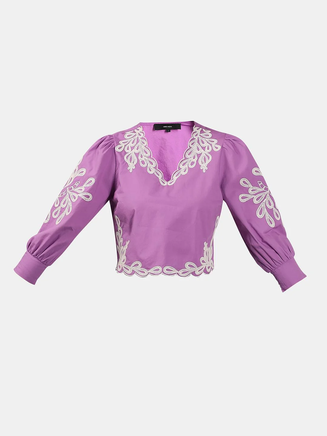 Purple Embroidered Cotton Top - Image 7