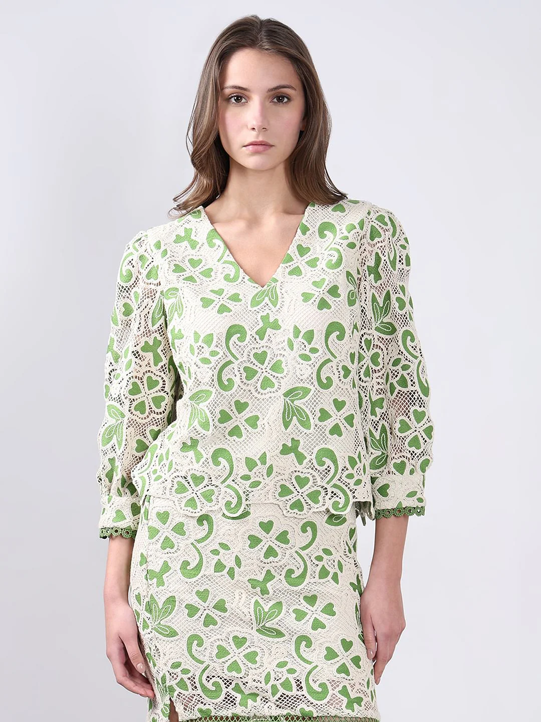 Green Embroidered Co-Ord Set Top - Image 2