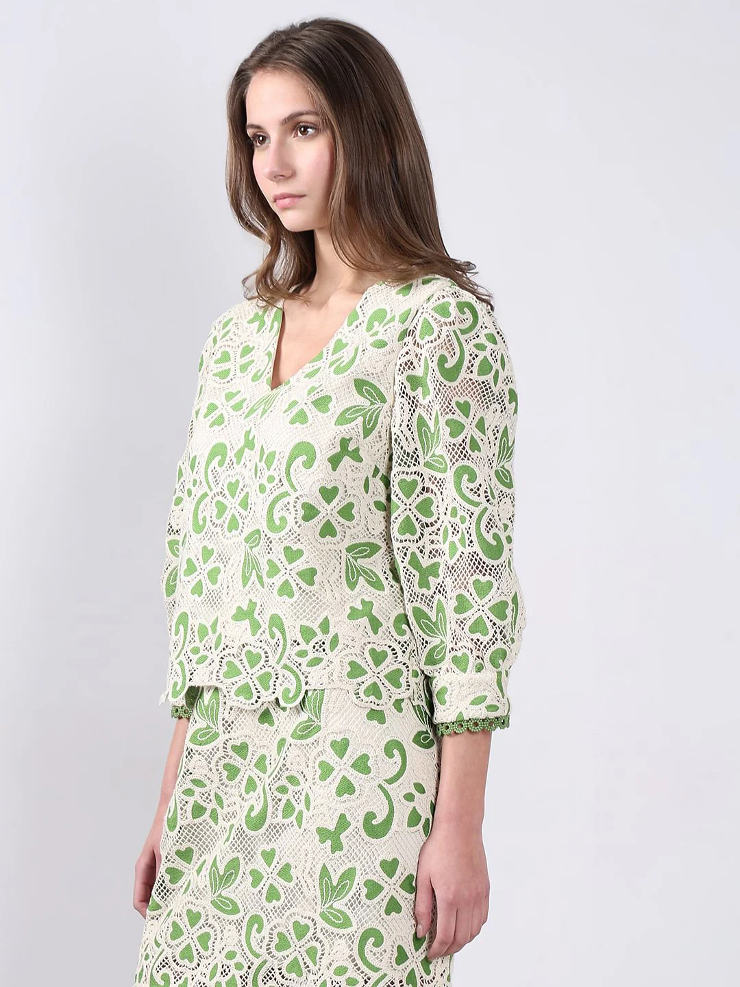 Green Embroidered Co-Ord Set Top - Image 3