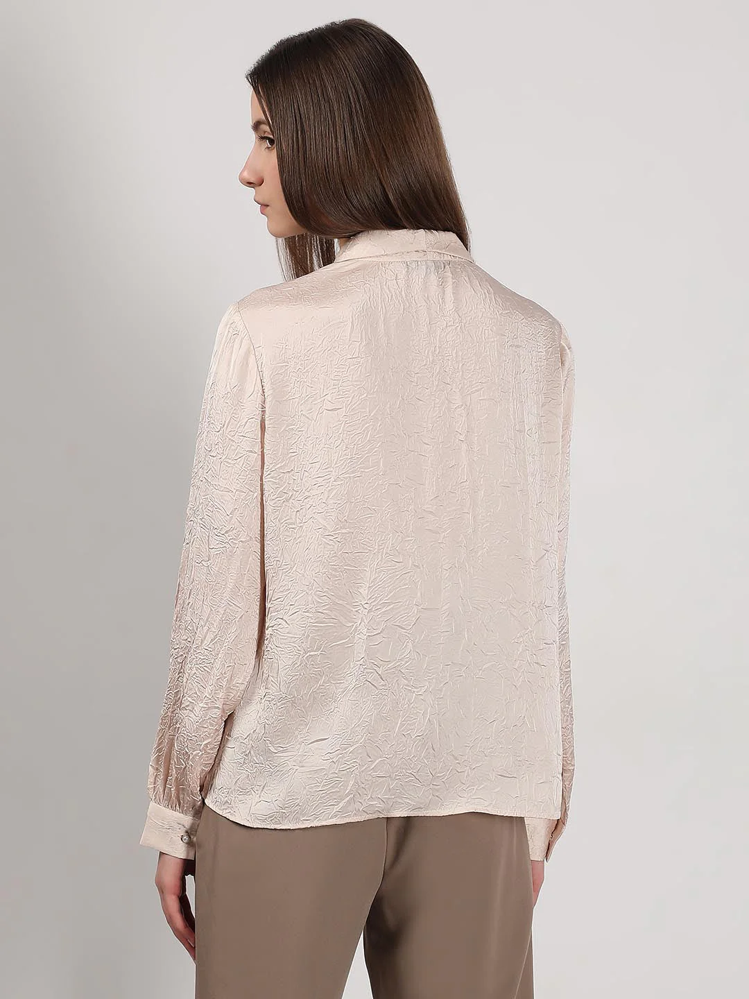 Vero Moda Beige Double Breasted Satin Top - Image 3