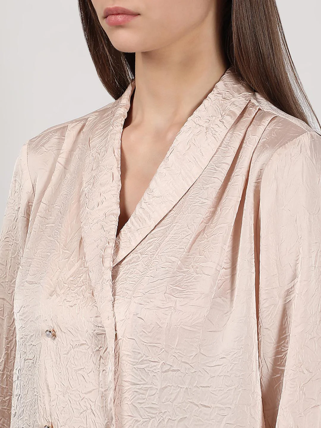 Vero Moda Beige Double Breasted Satin Top - Image 8