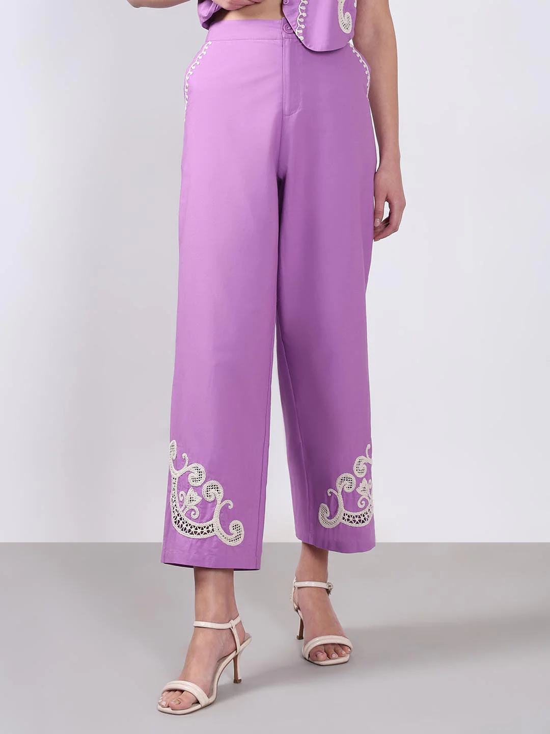 Vero Moda Lavender Embroidered Pants - Image 2