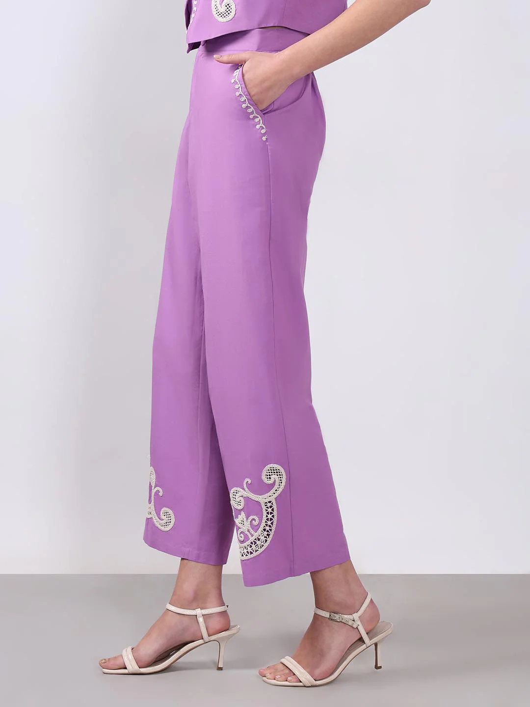 Vero Moda Lavender Embroidered Pants - Image 4