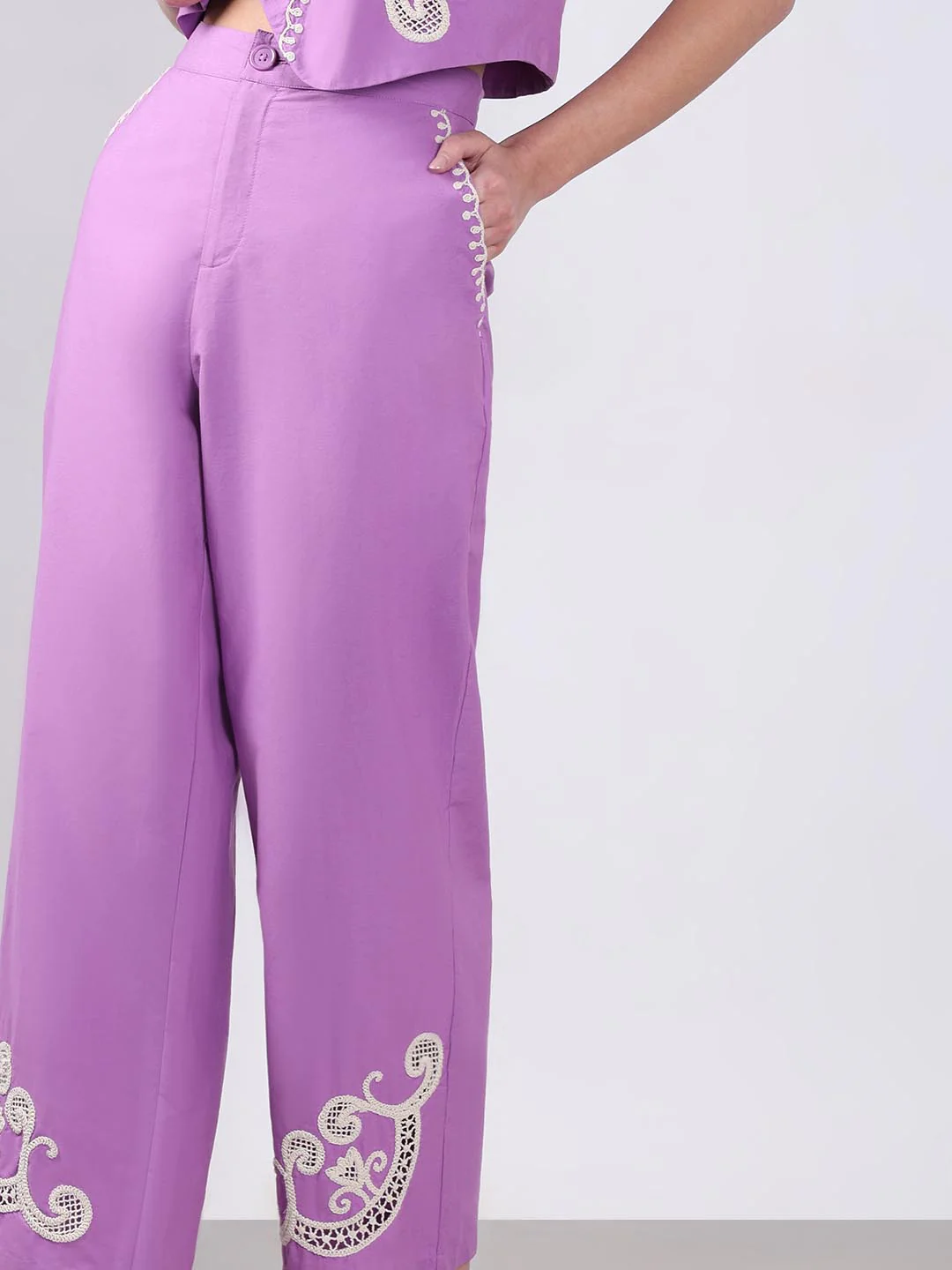 Vero Moda Lavender Embroidered Pants - Image 6