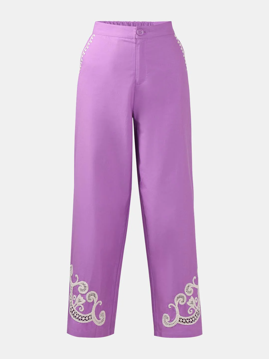 Vero Moda Lavender Embroidered Pants - Image 7