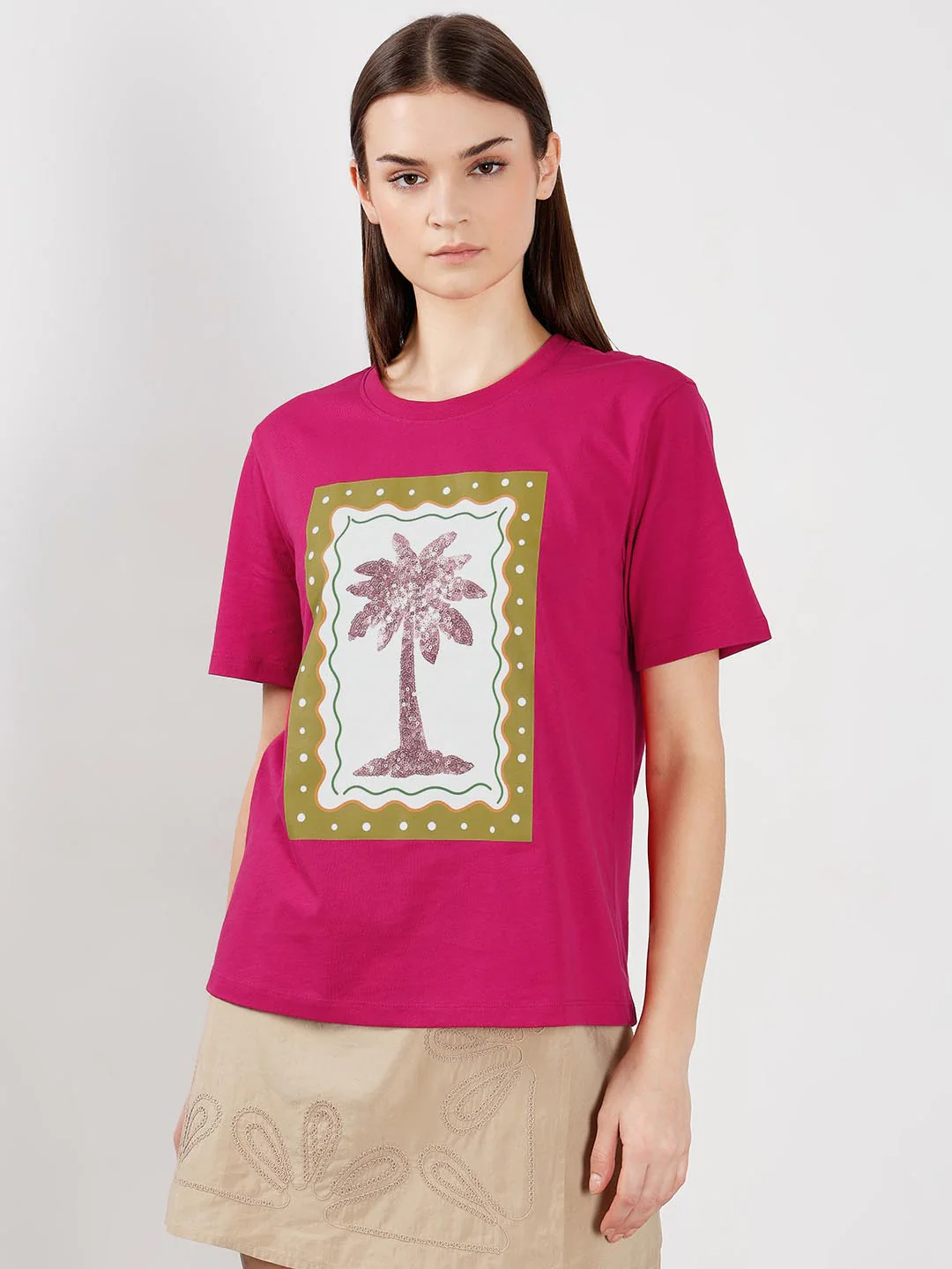 Vero Moda Warm Pink Printed T-Shirt - Image 2