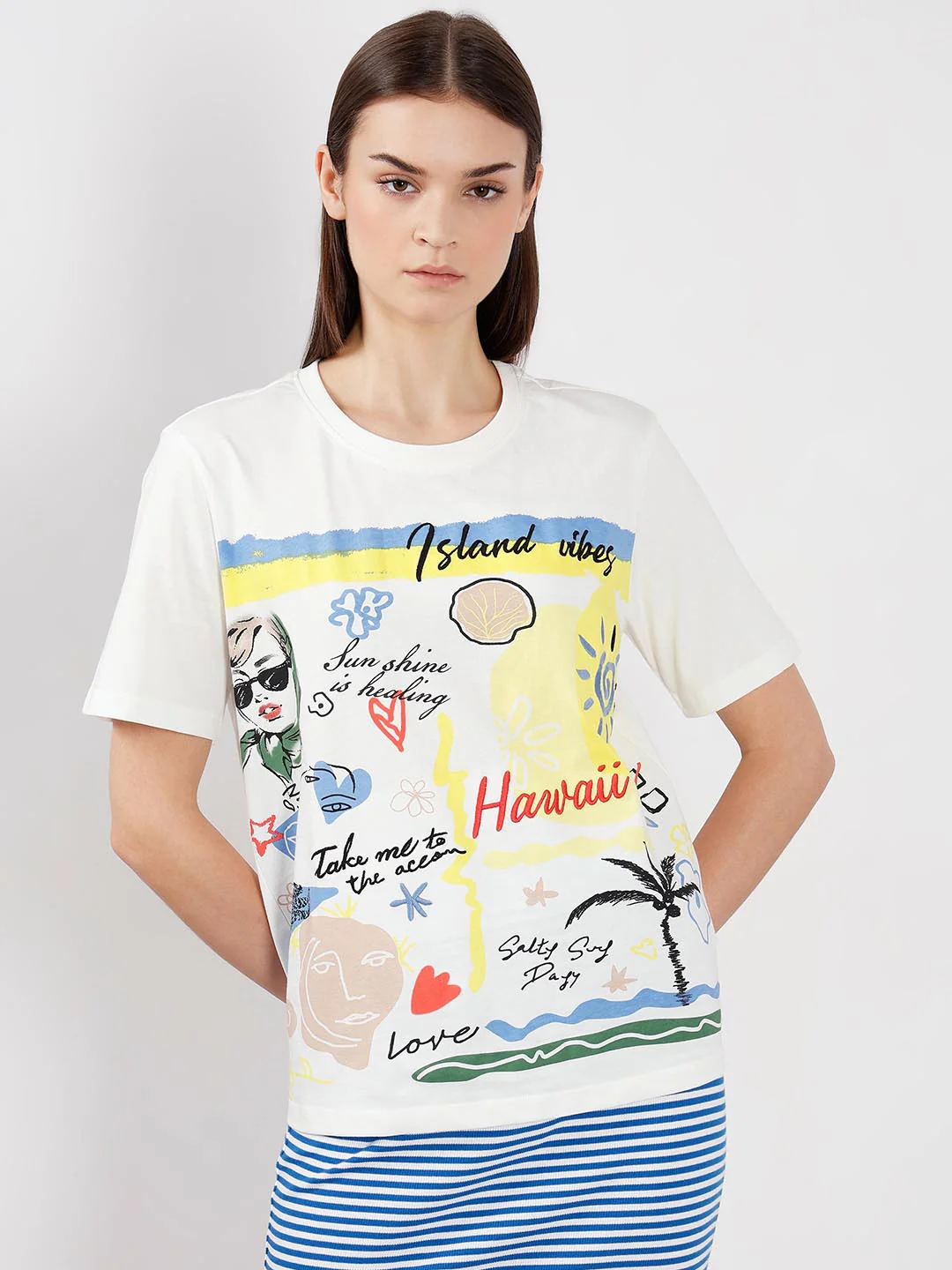 Vero Moda Bright White Printed T-Shirt - Image 2