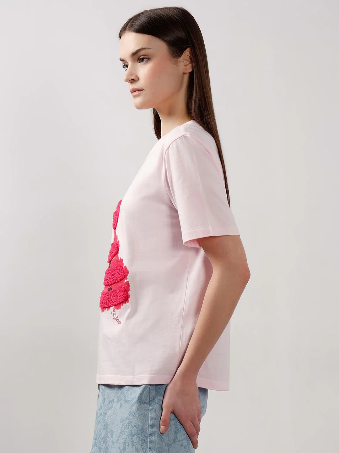 Vero Moda Light Pink 3D Print T-Shirt - Image 4