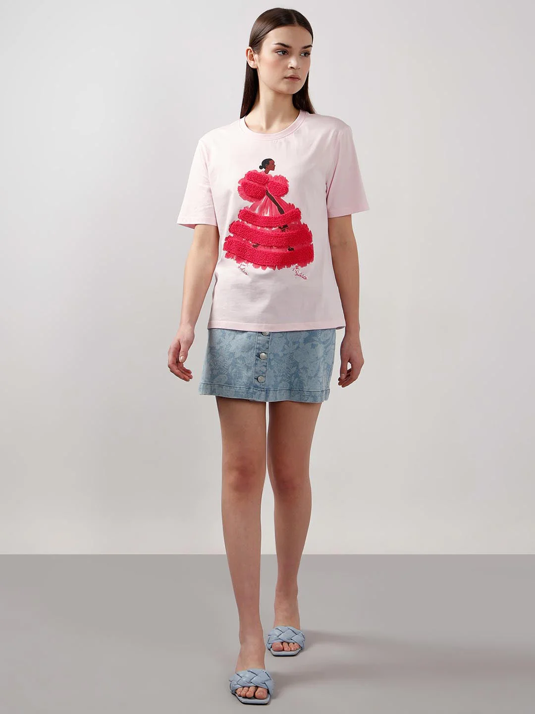 Vero Moda Light Pink 3D Print T-Shirt - Image 5