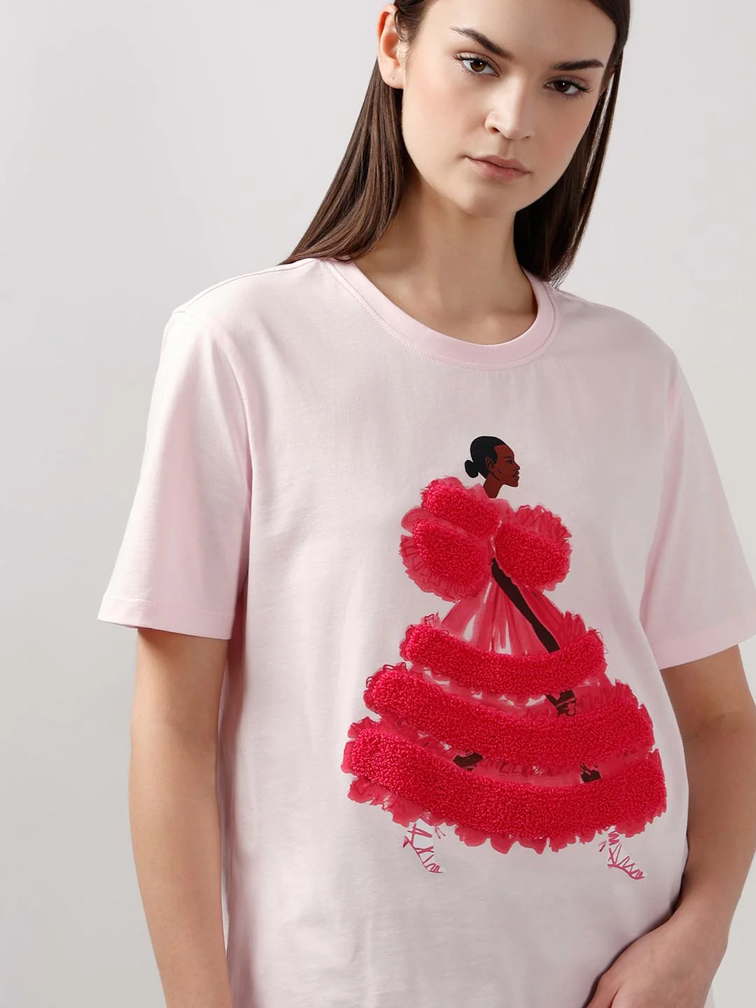 Vero Moda Light Pink 3D Print T-Shirt - Image 6