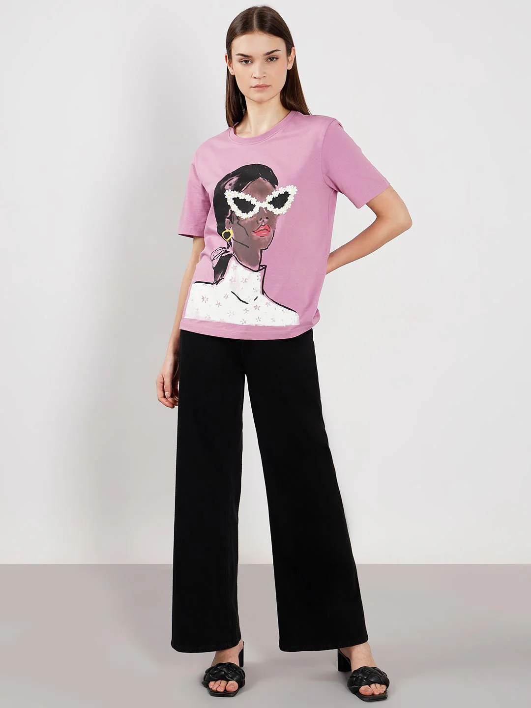 Vero Moda Light Lilac Printed Cotton T-Shirt - Image 5
