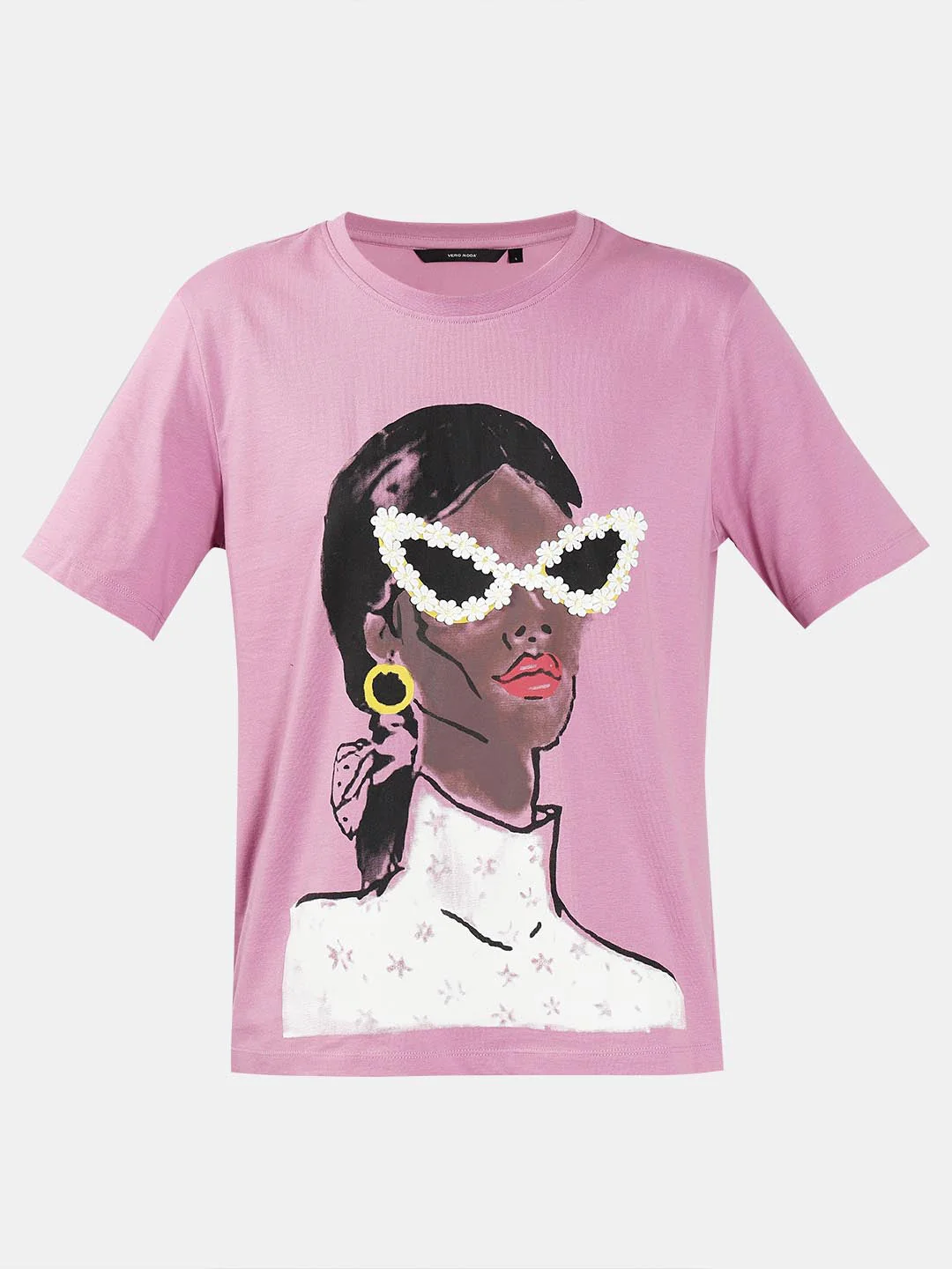 Vero Moda Light Lilac Printed Cotton T-Shirt - Image 7