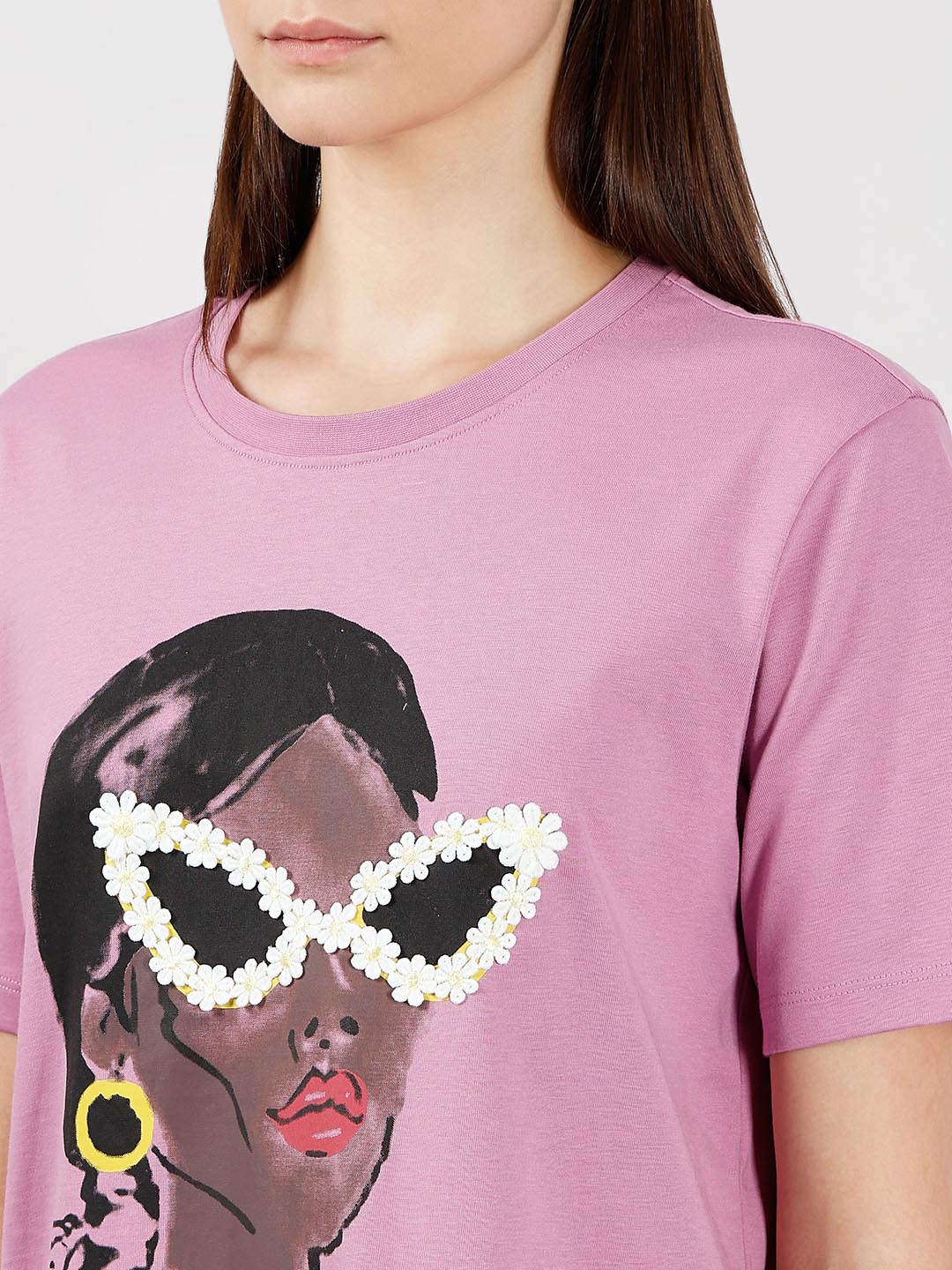Vero Moda Light Lilac Printed Cotton T-Shirt - Image 8