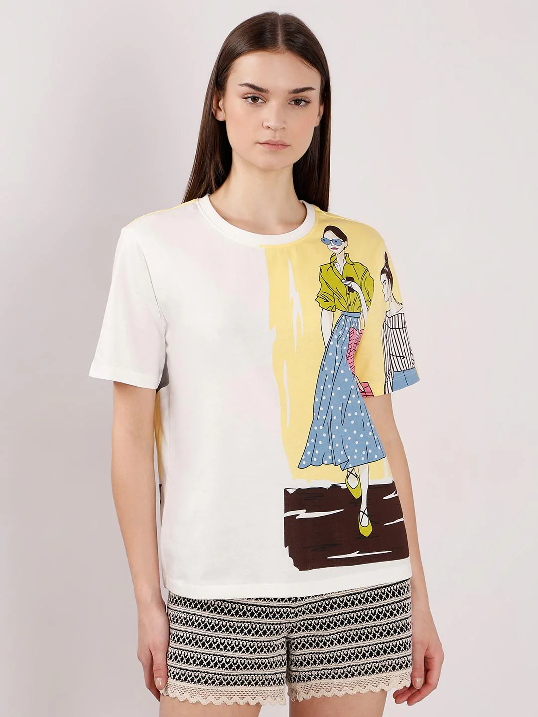 Vero Moda White Printed Cotton T-Shirt - Image 2