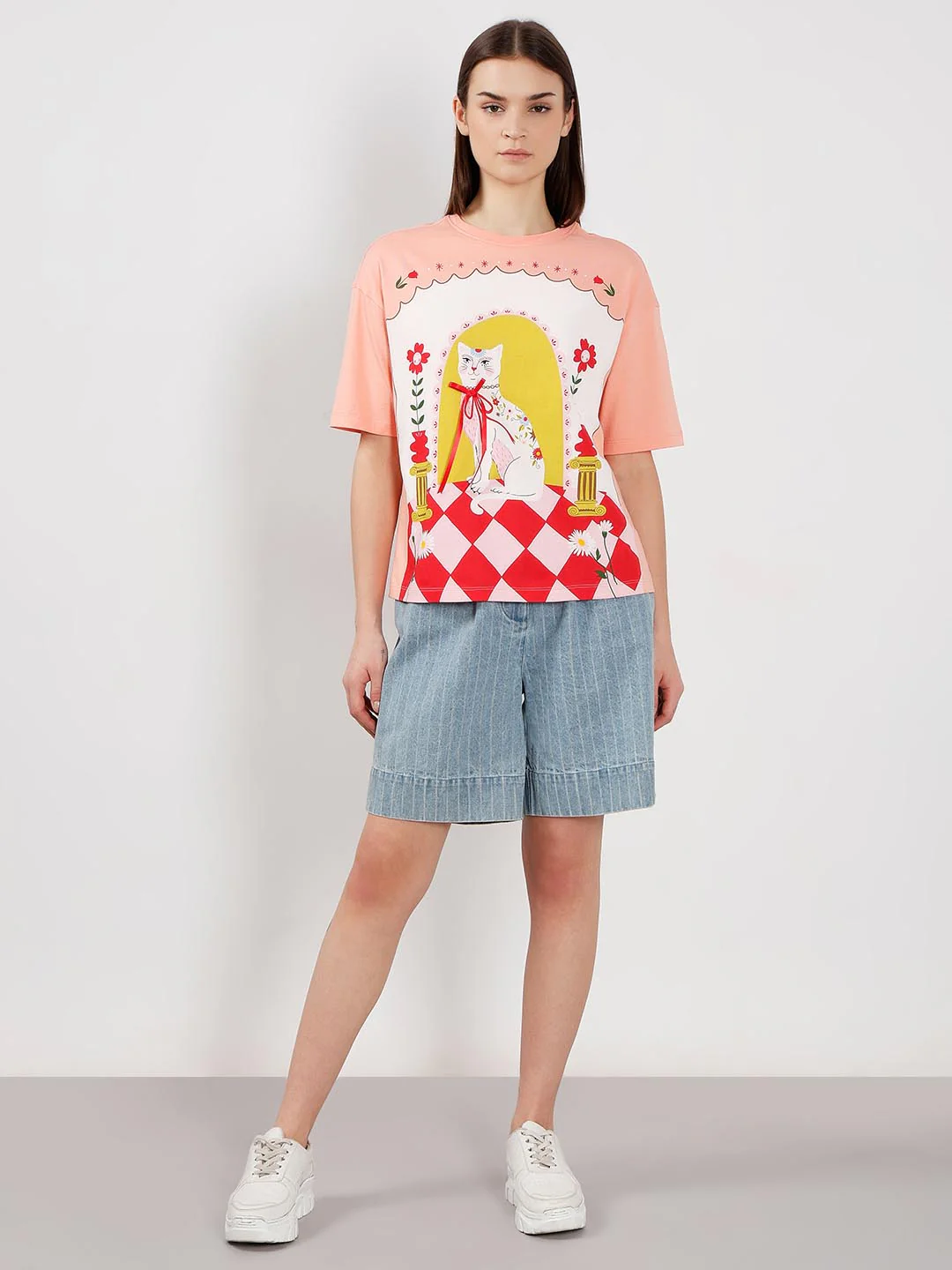 Vero Moda Peach Printed T-Shirt - Image 5