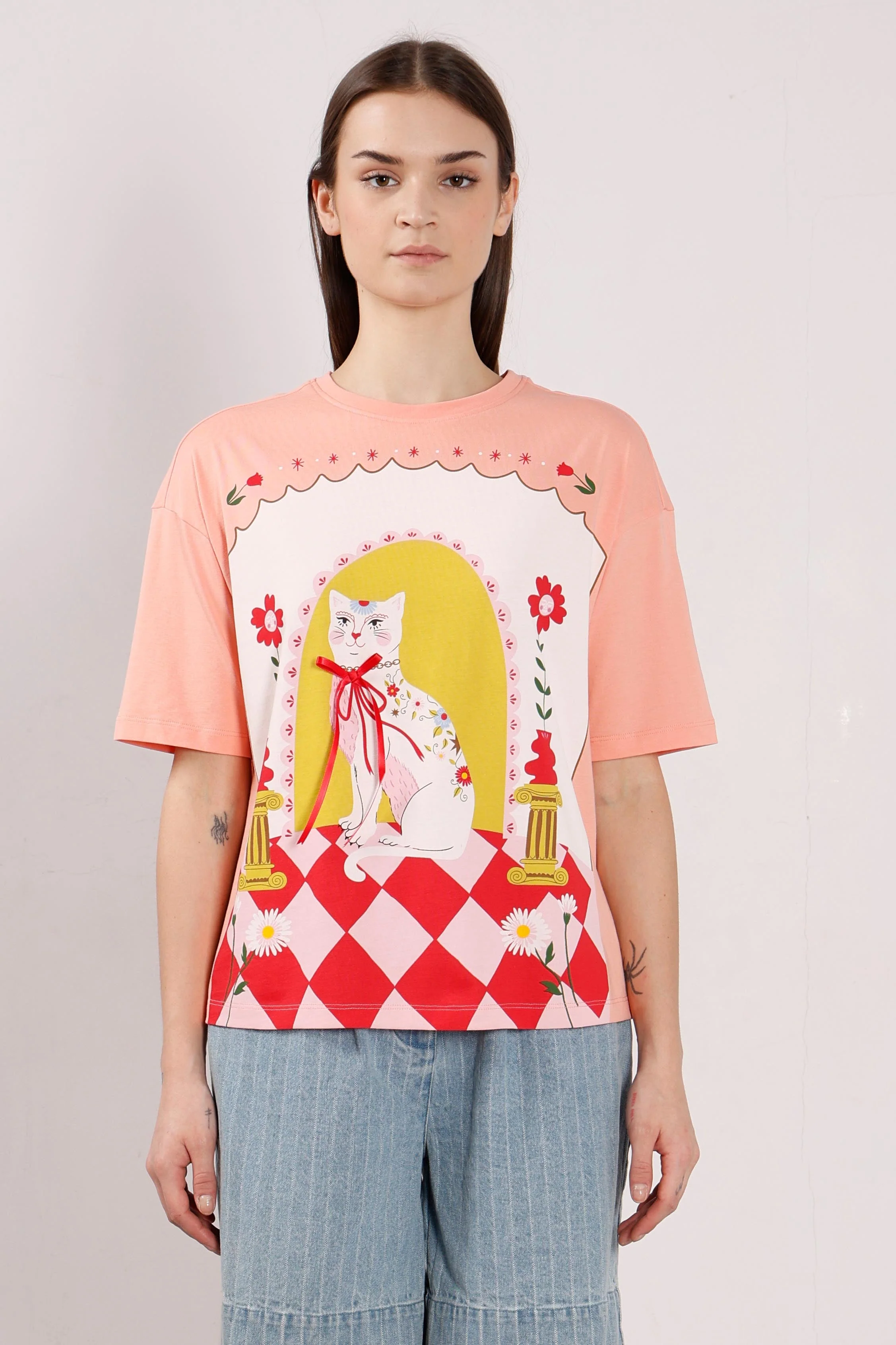 Vero Moda Peach Printed T-Shirt - Image 9