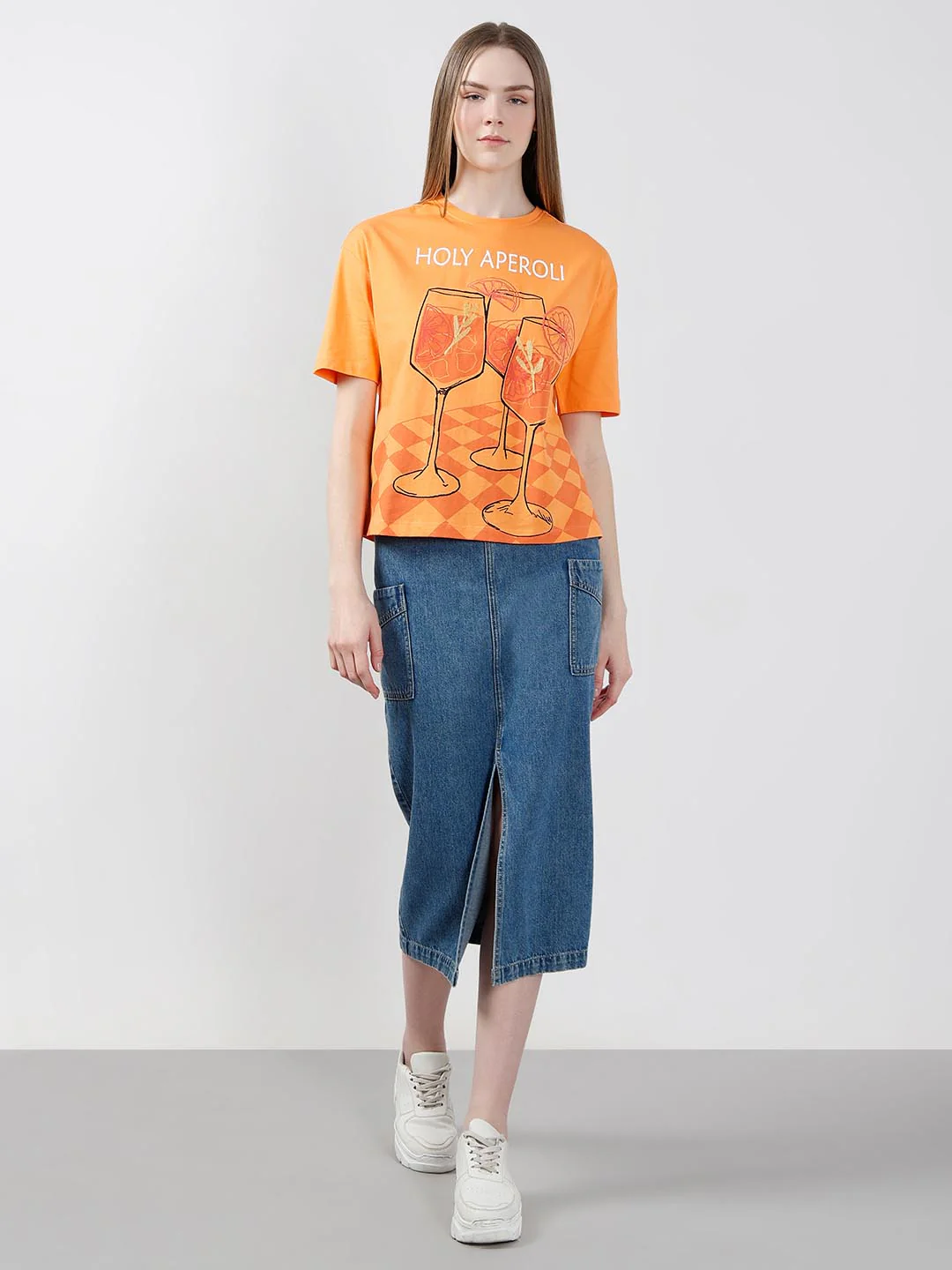 Vero Moda Orange Printed T-Shirt - Image 5