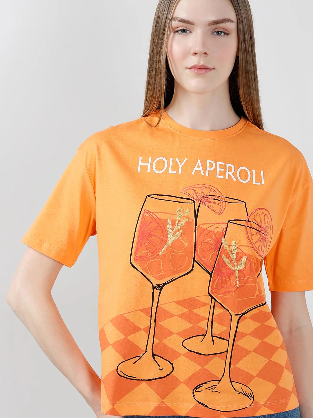 Vero Moda Orange Printed T-Shirt - Image 6