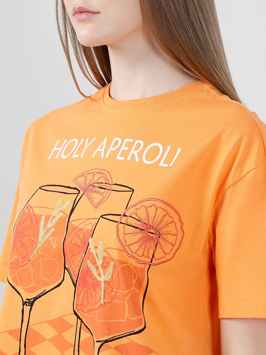 Vero Moda Orange Printed T-Shirt - Image 8