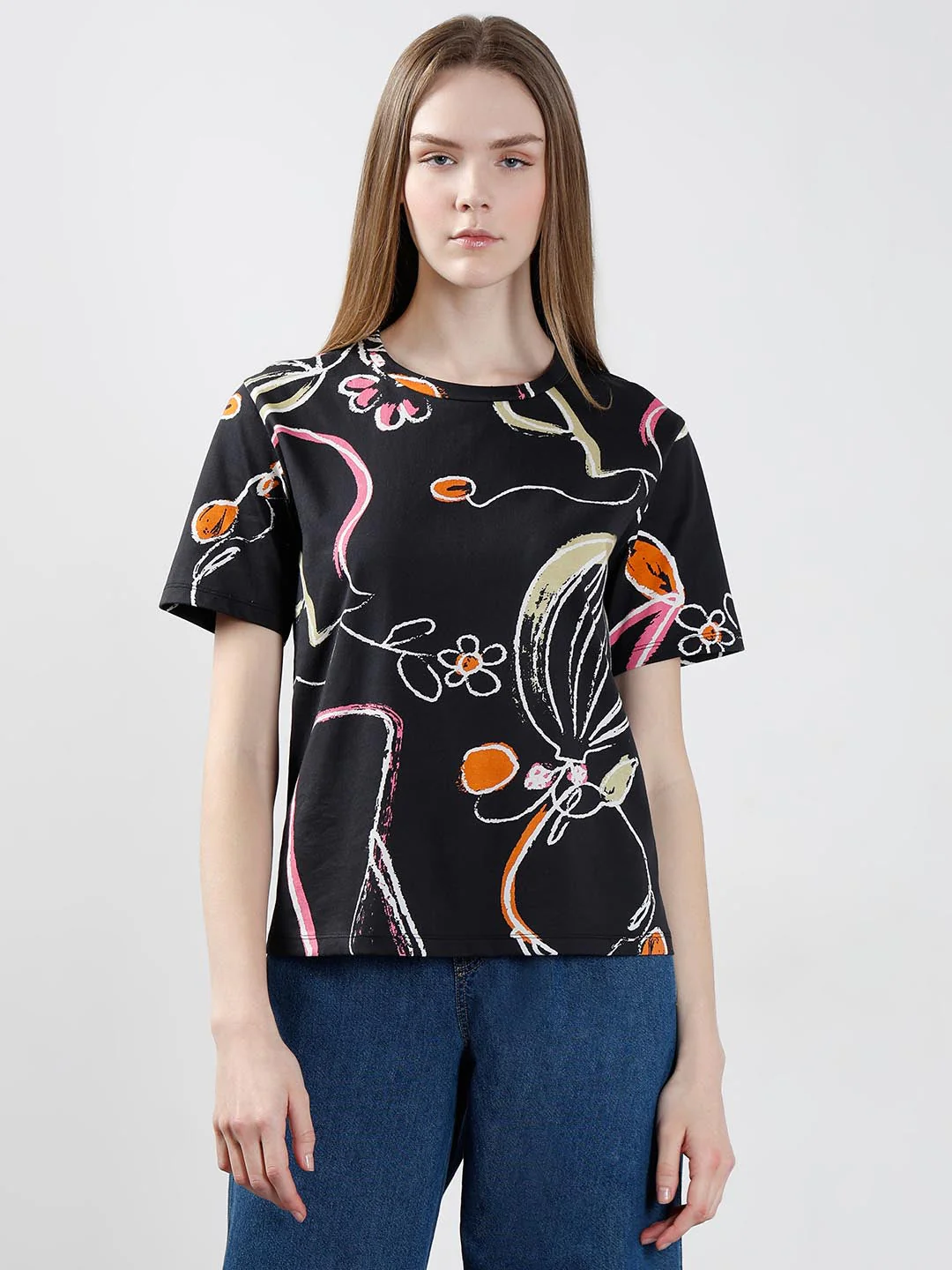 Vero Moda Black Printed Cotton T-Shirt - Image 2
