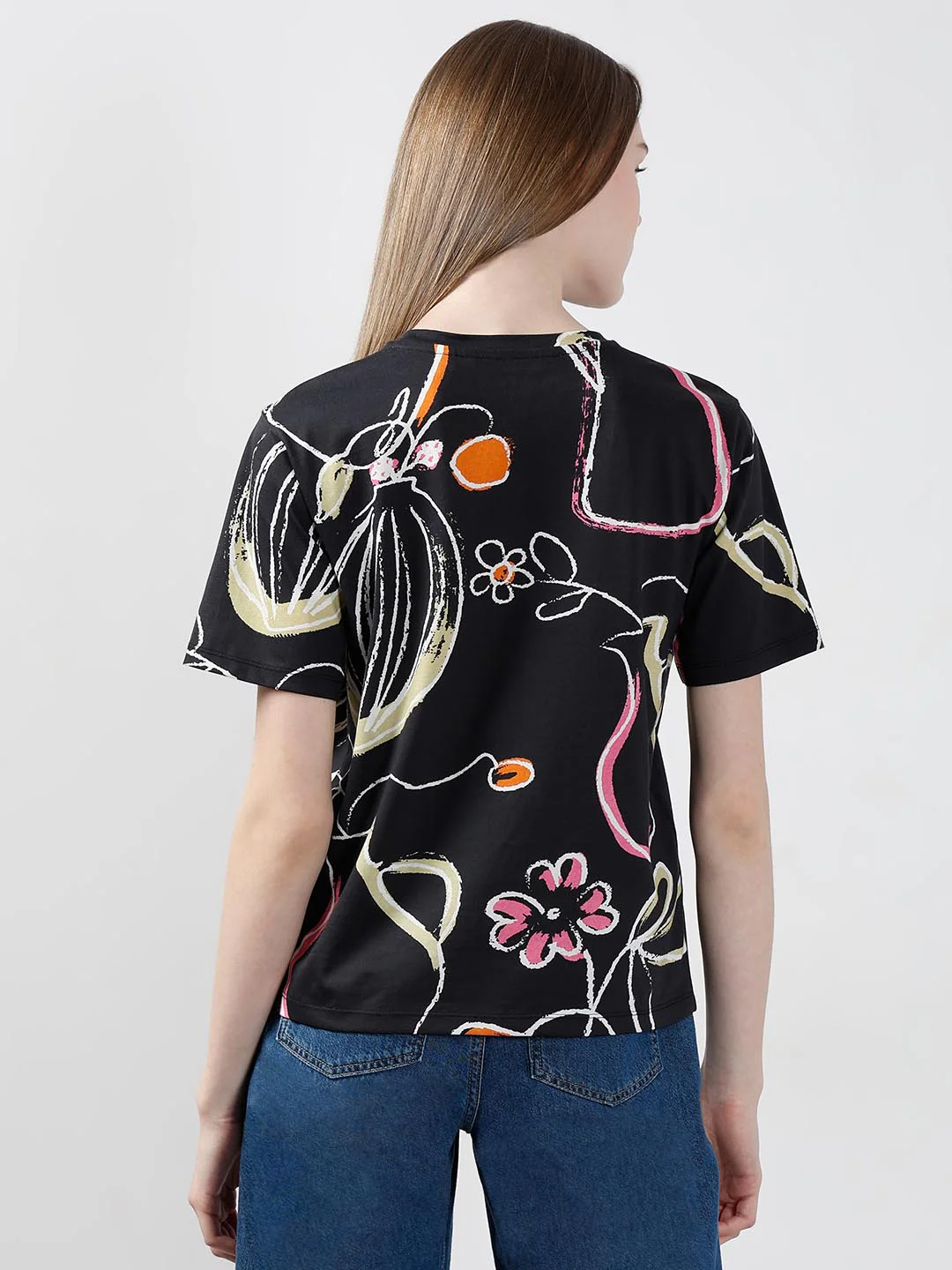 Vero Moda Black Printed Cotton T-Shirt - Image 3