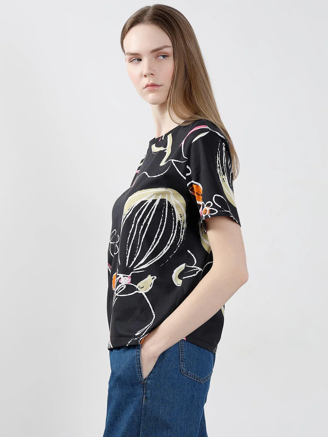 Vero Moda Black Printed Cotton T-Shirt - Image 4