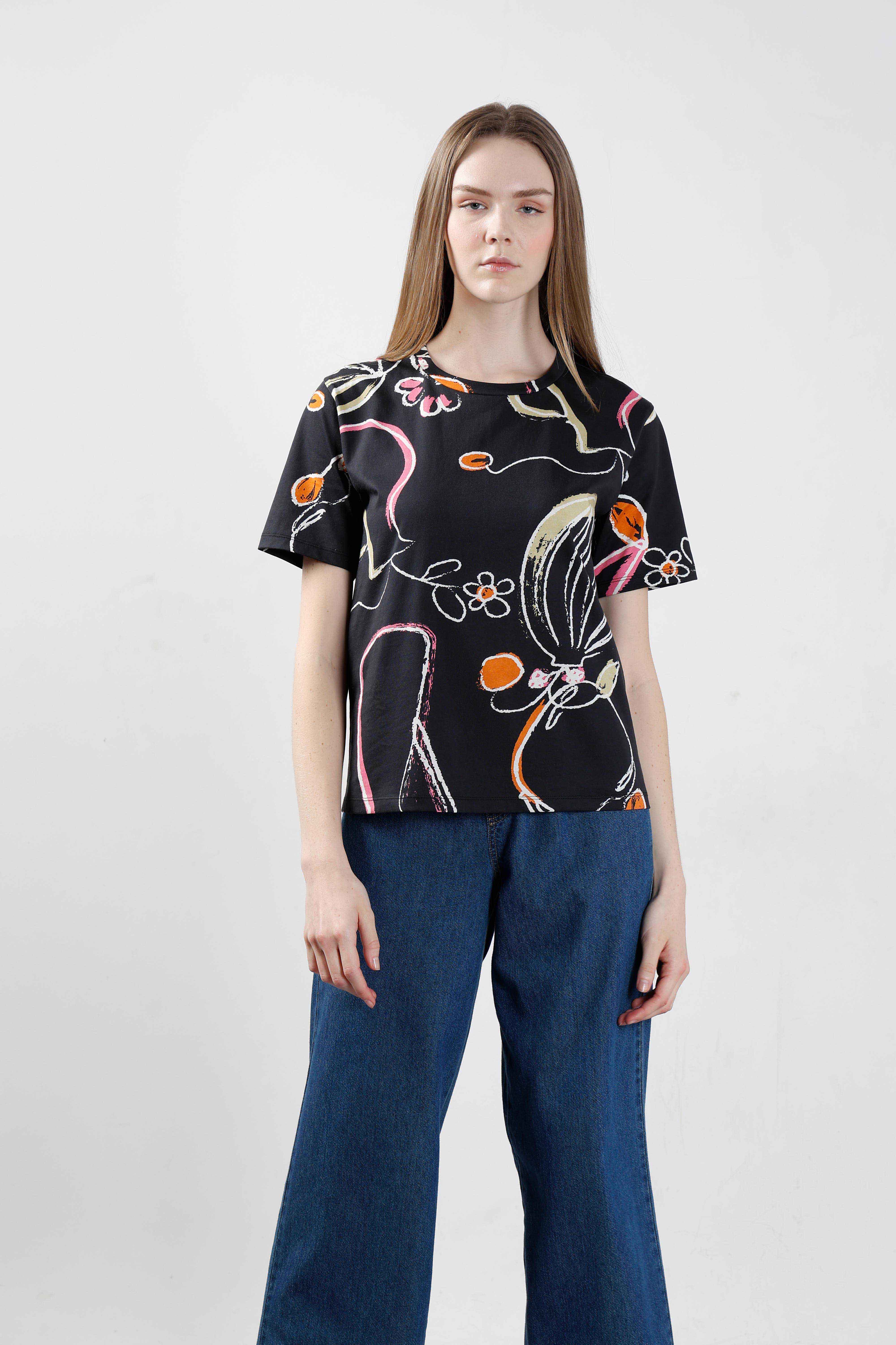 Vero Moda Black Printed Cotton T-Shirt - Image 9