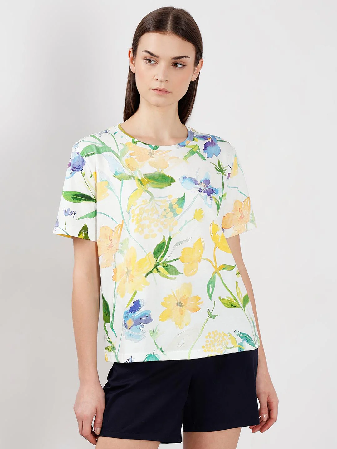 Vero Moda off-White Printed Cotton T-Shirt - Image 2