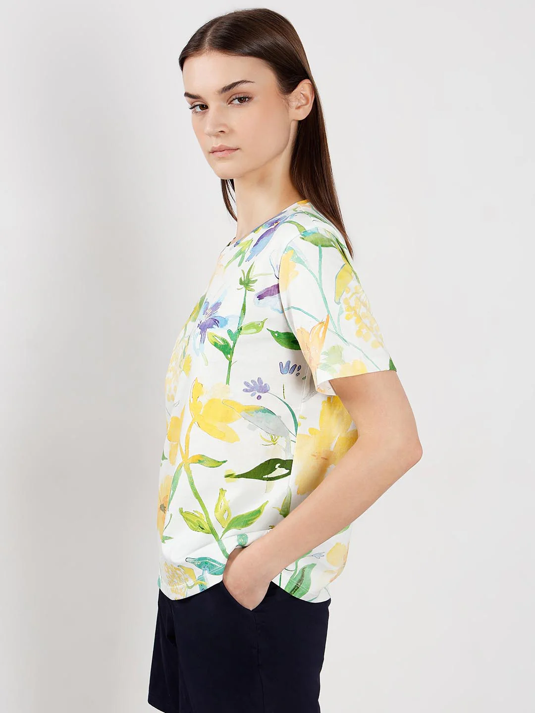Vero Moda off-White Printed Cotton T-Shirt - Image 4