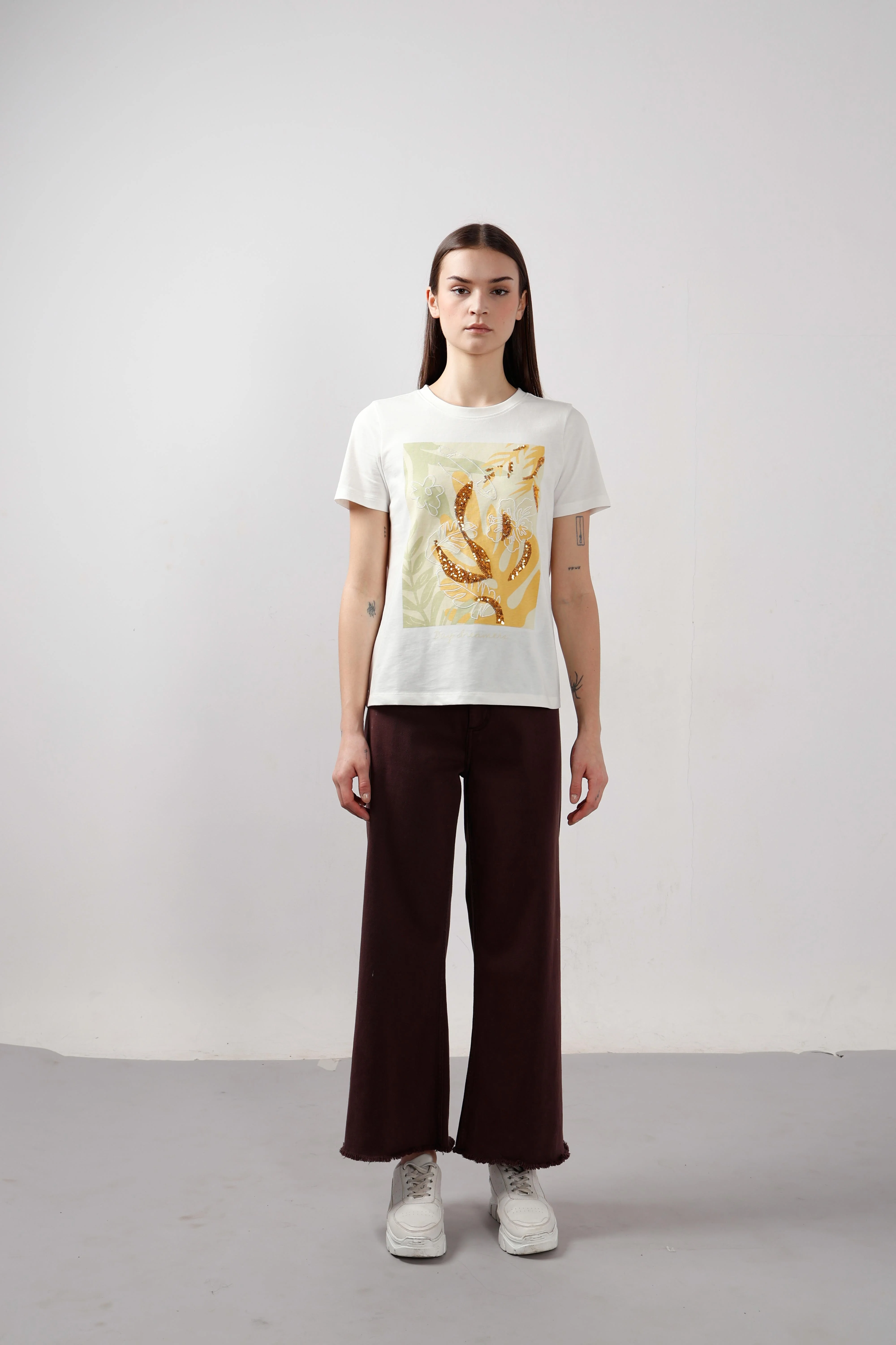 Vero Moda White Embellished Print T-Shirt - Image 9