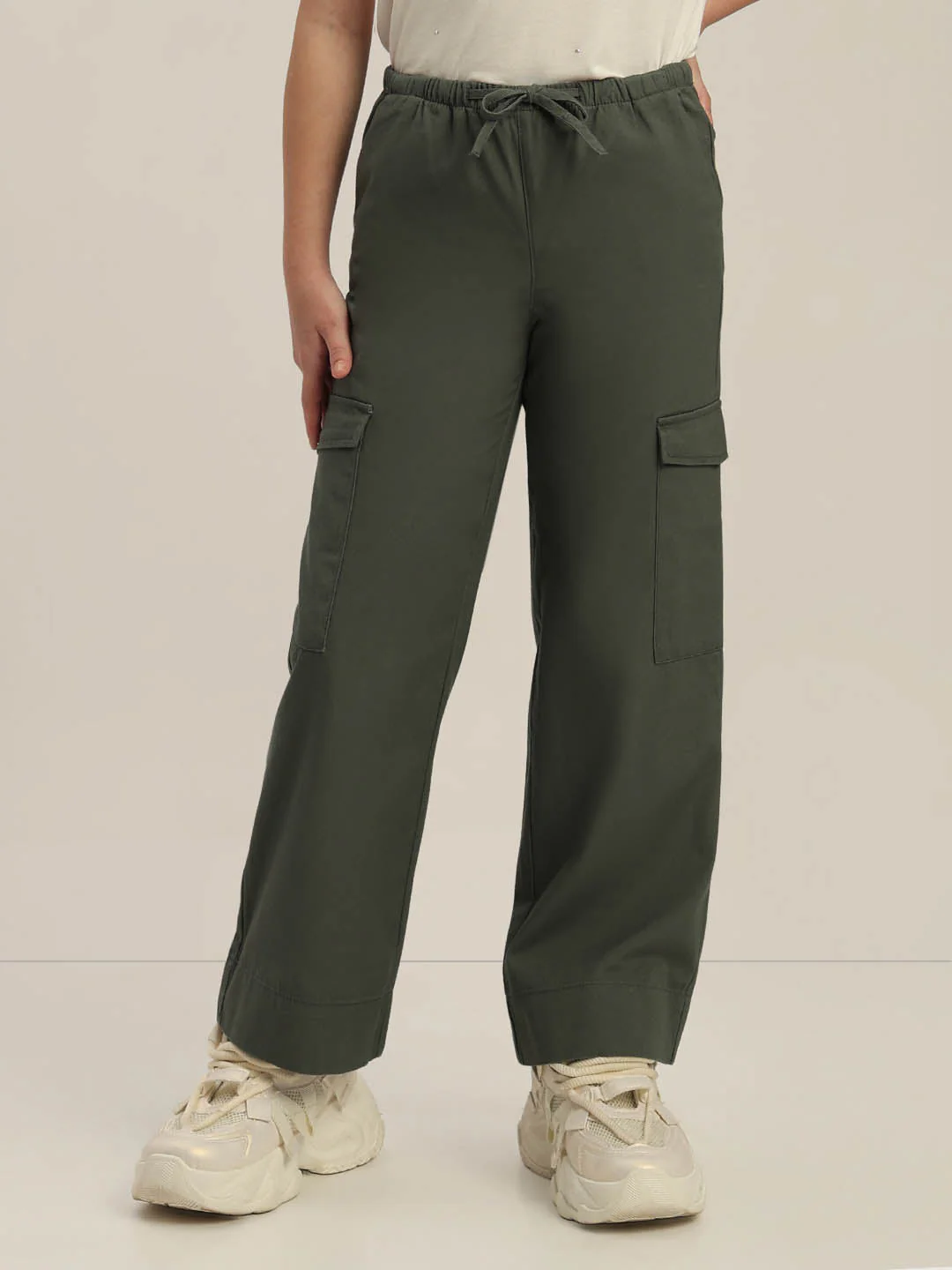 GIRLS Olive Green Cargo Pants - Image 2