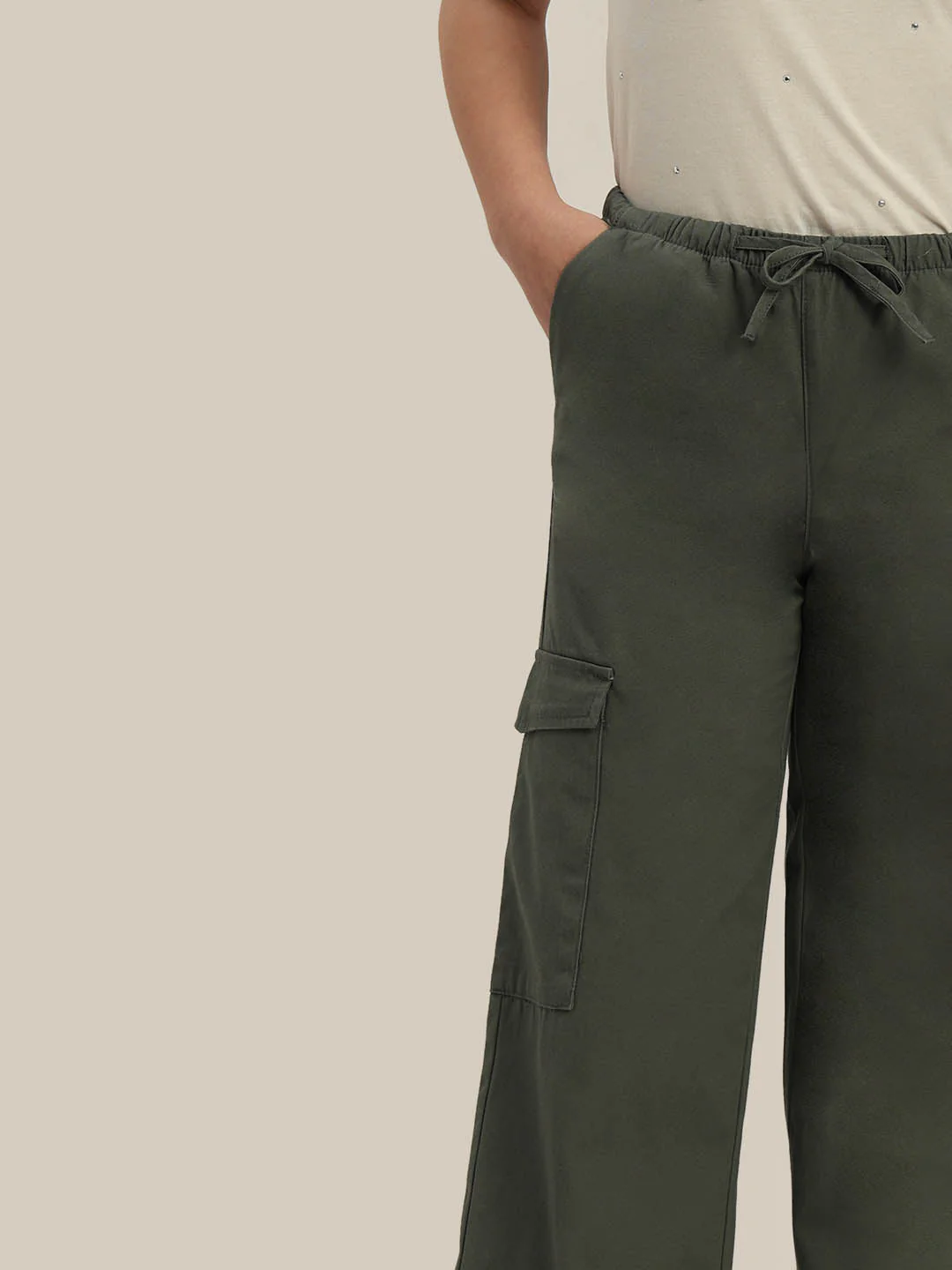 GIRLS Olive Green Cargo Pants - Image 6