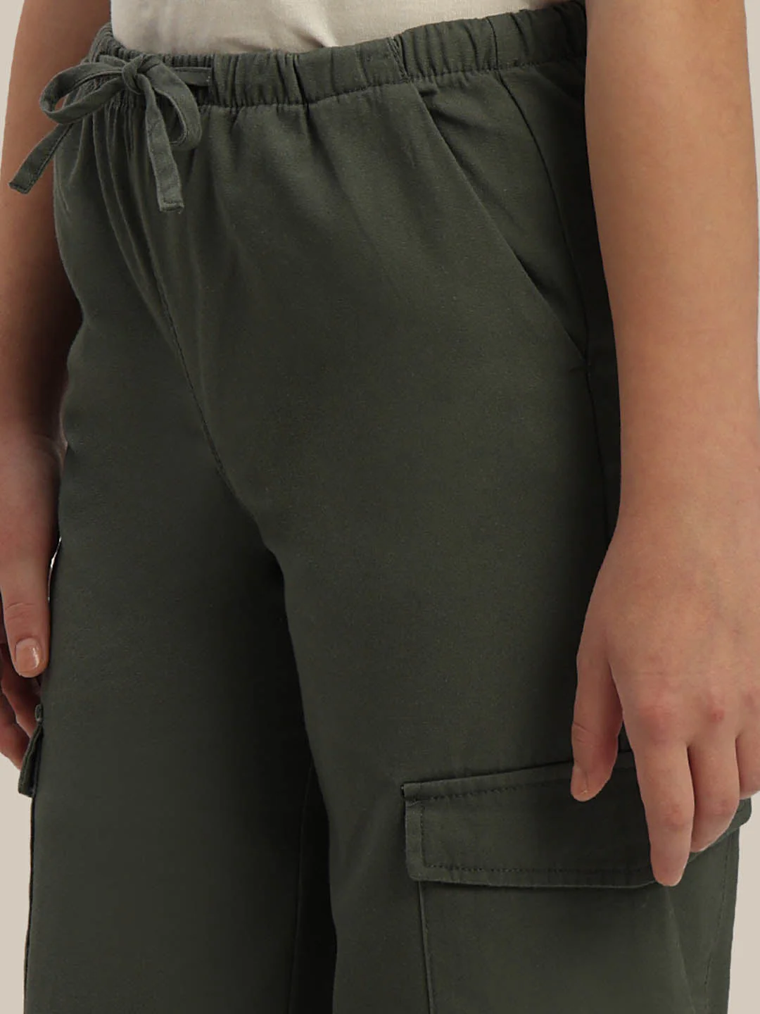 GIRLS Olive Green Cargo Pants - Image 8