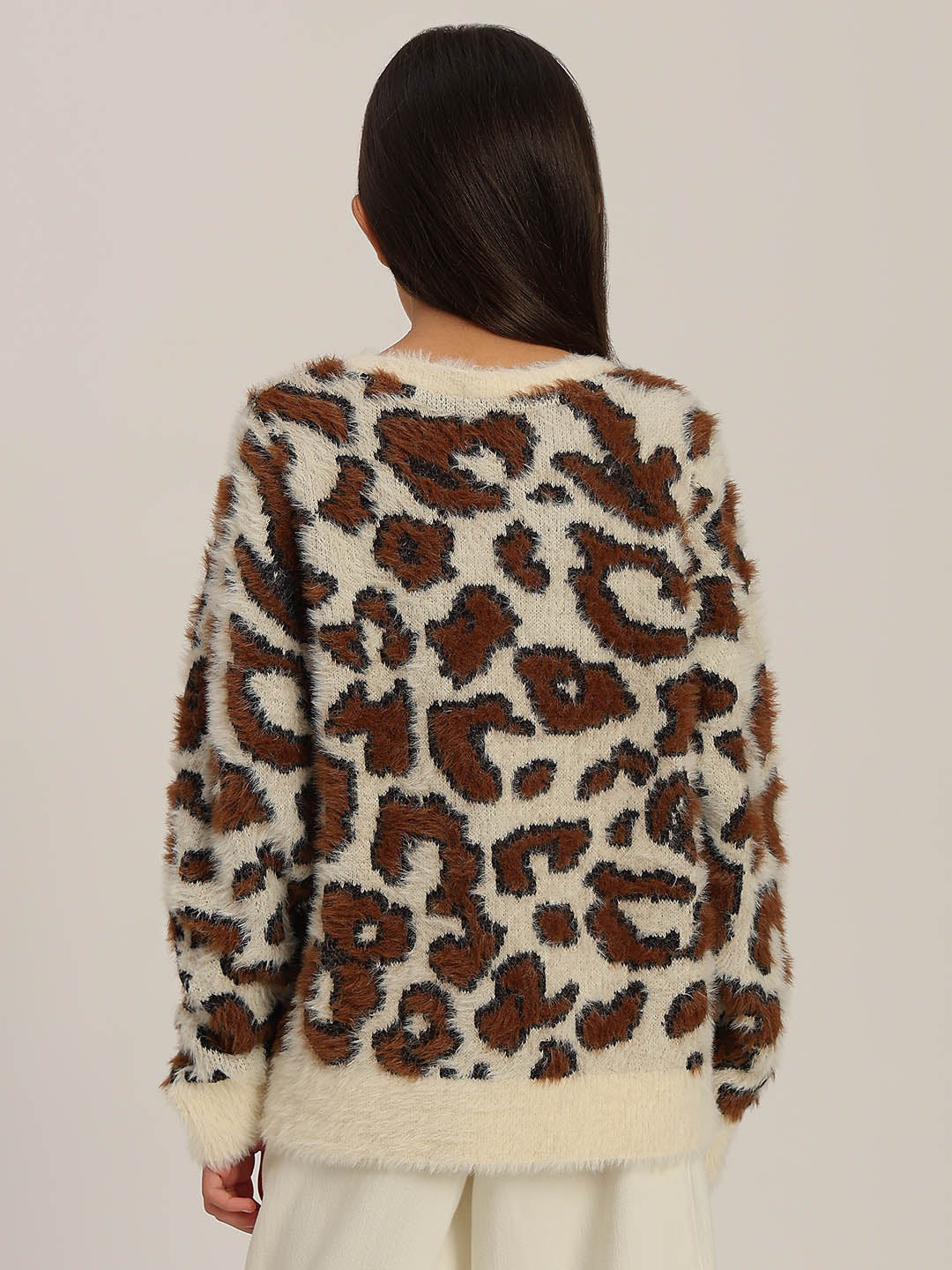 GIRLS Brown Animal Print Pullover - Image 4