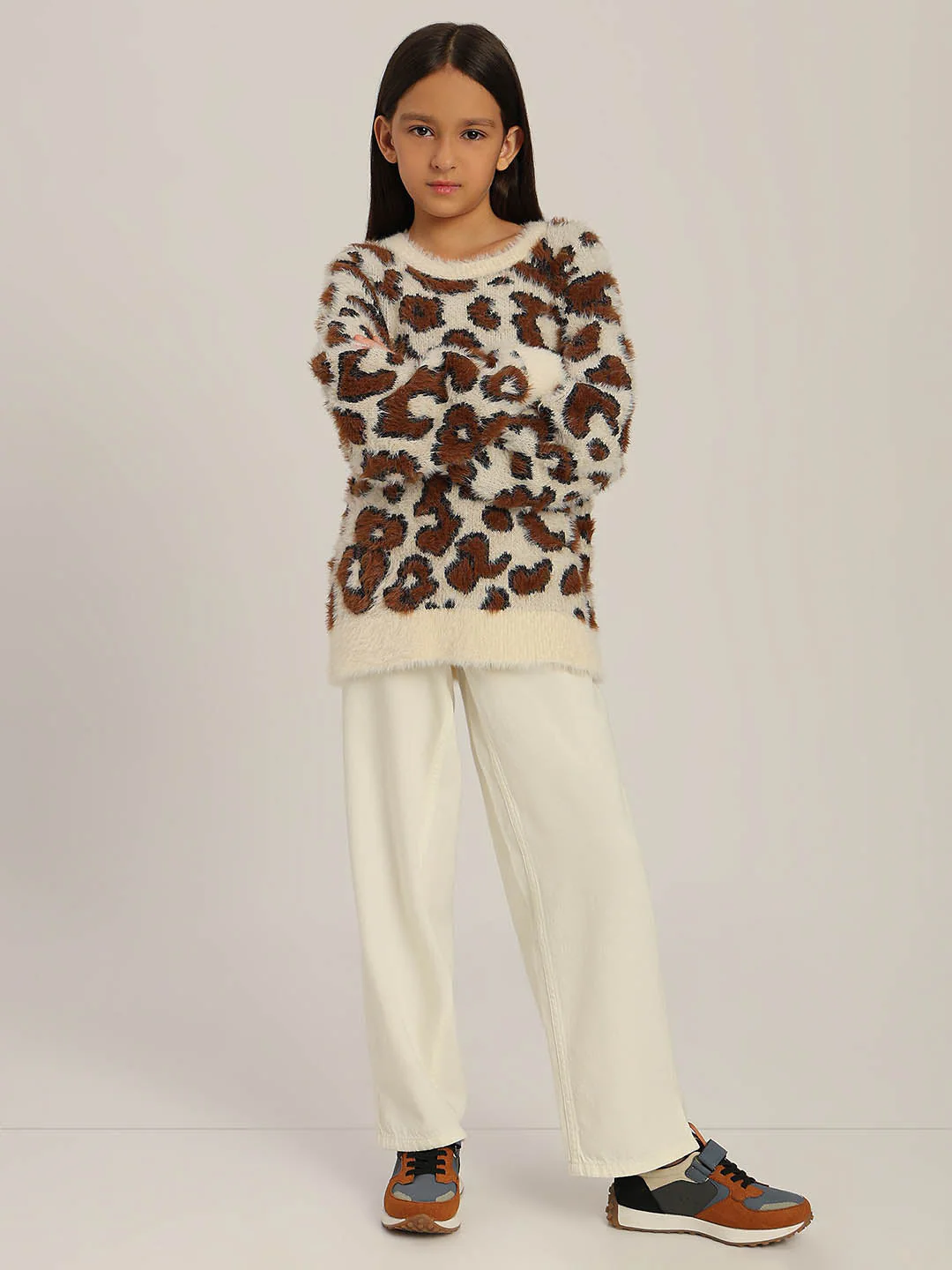 GIRLS Brown Animal Print Pullover - Image 5