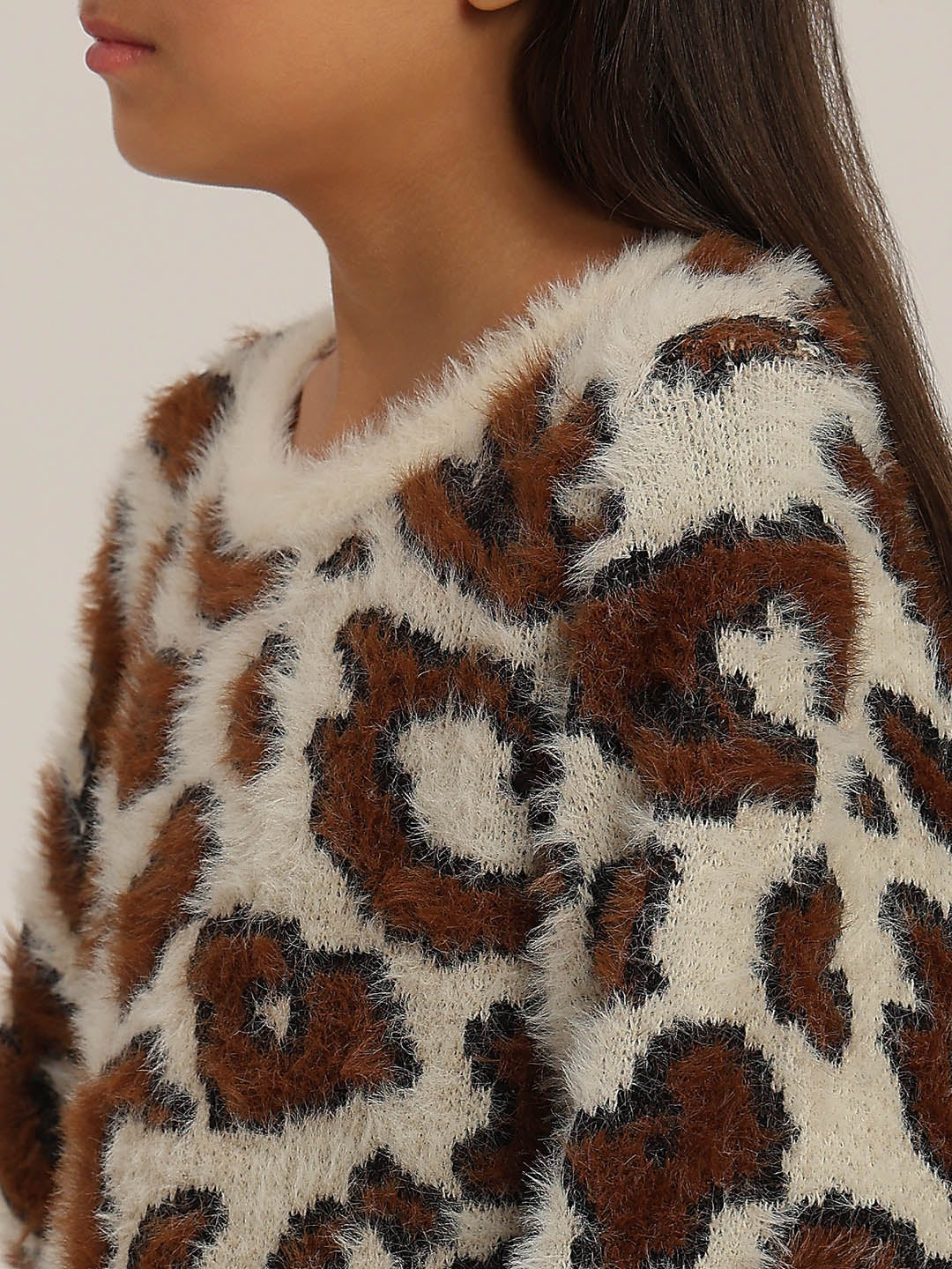 GIRLS Brown Animal Print Pullover - Image 8