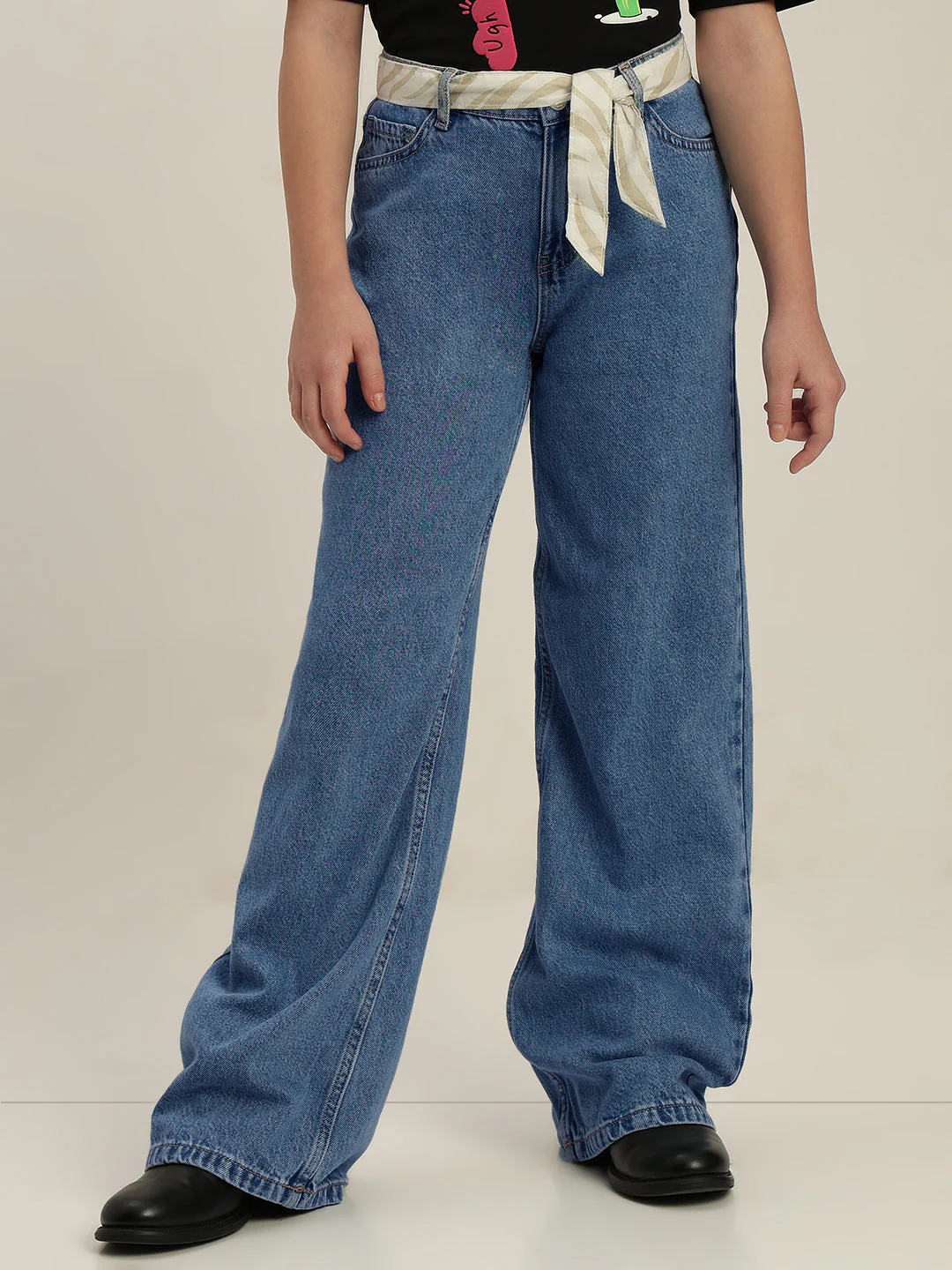 GIRLS Blue Wide Leg Jeans - Image 2