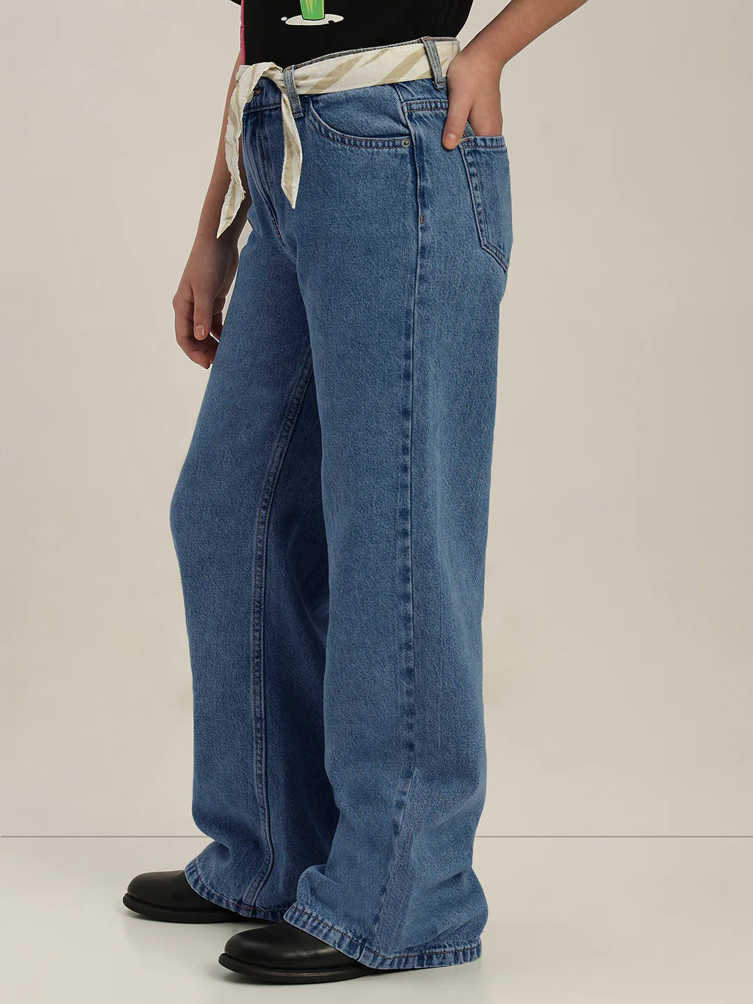 GIRLS Blue Wide Leg Jeans - Image 3