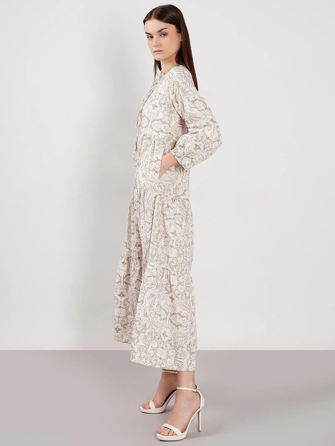 Vero Moda Beige Printed Midaxi Dress - Image 3