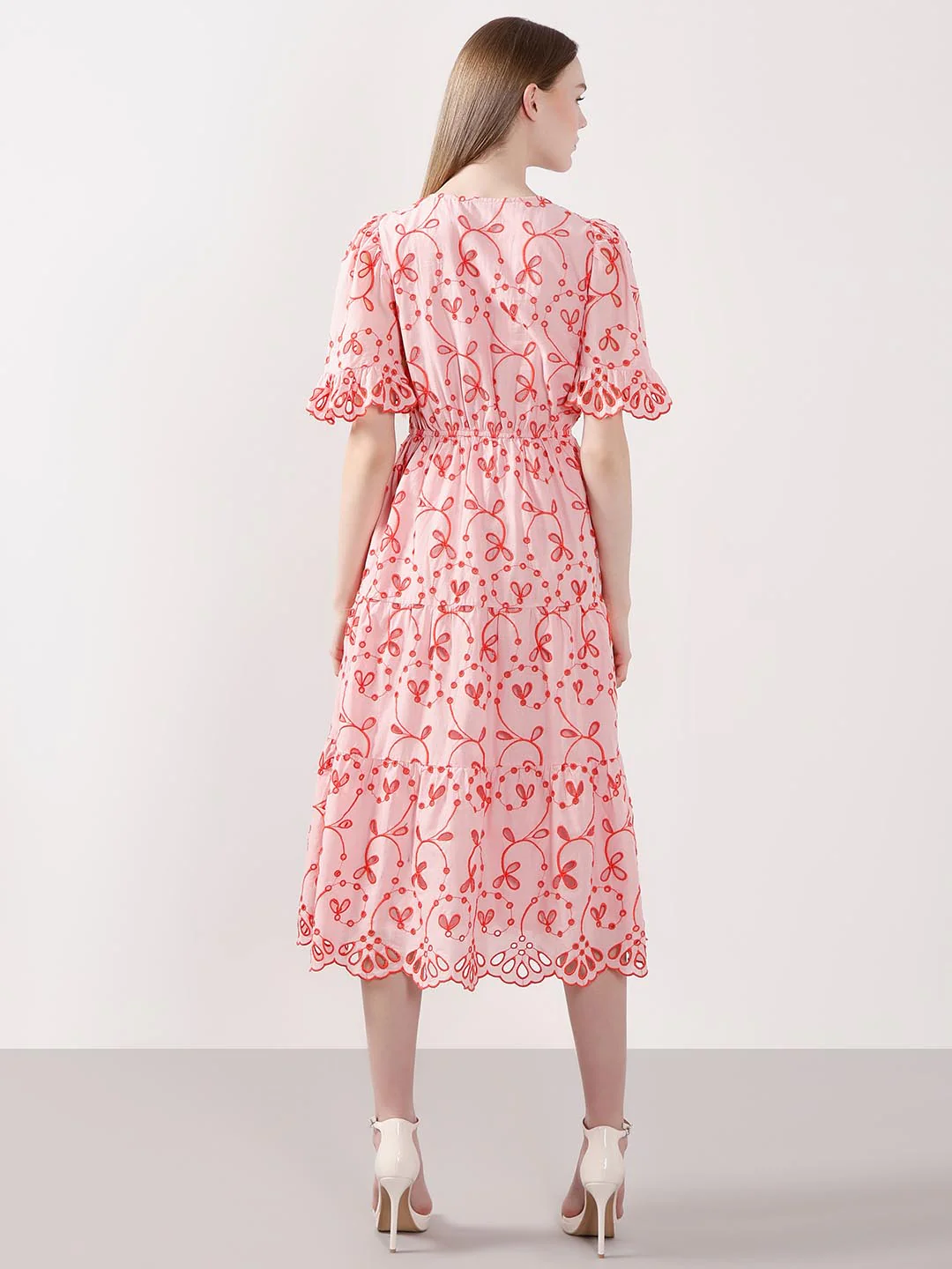 Vero Moda Pink Schiffli Embroidered Dress - Image 4